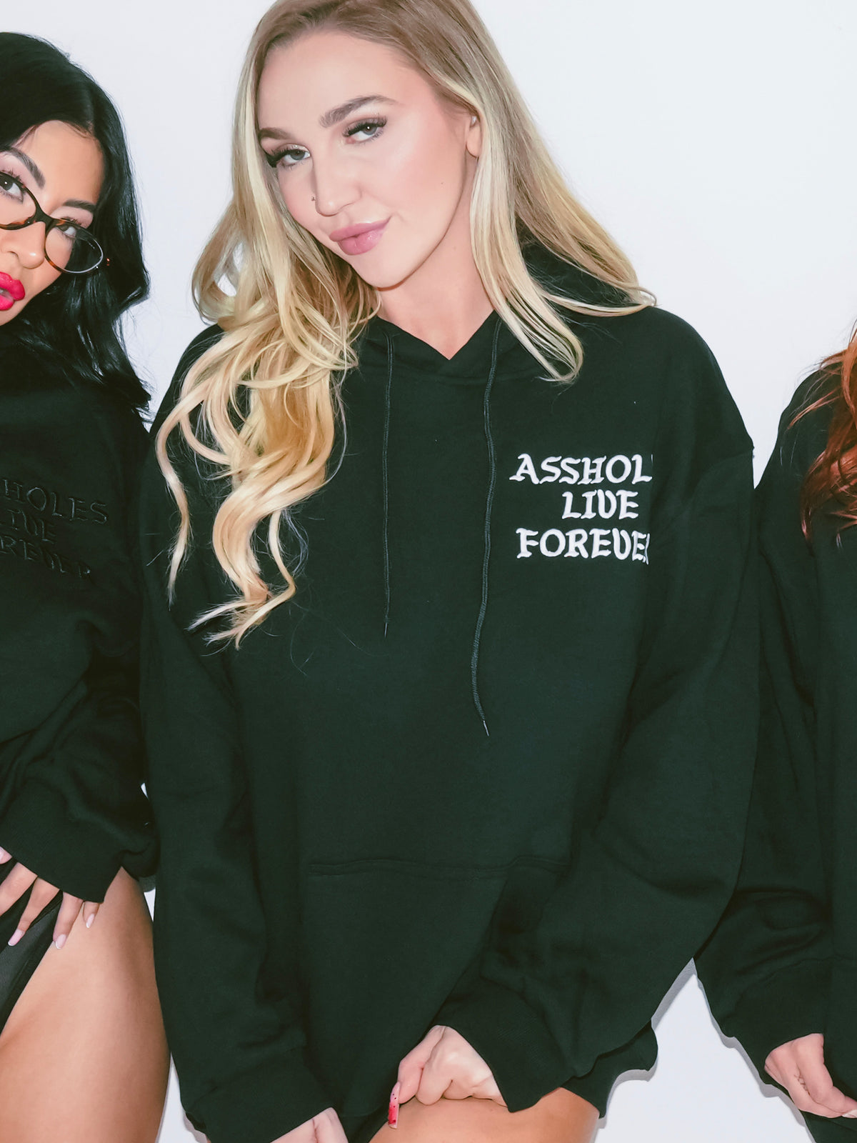 Assholes Live Forever Black/White - Embroidered Hoodie