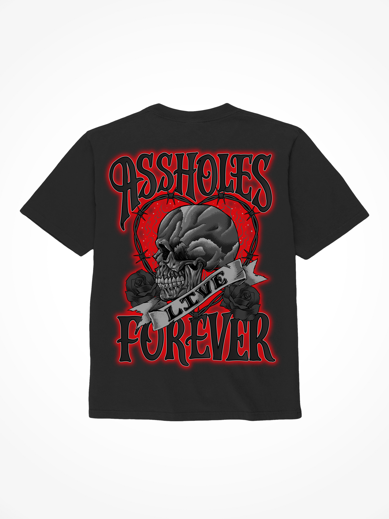 ALF Skull Heart Red - Black T-Shirt