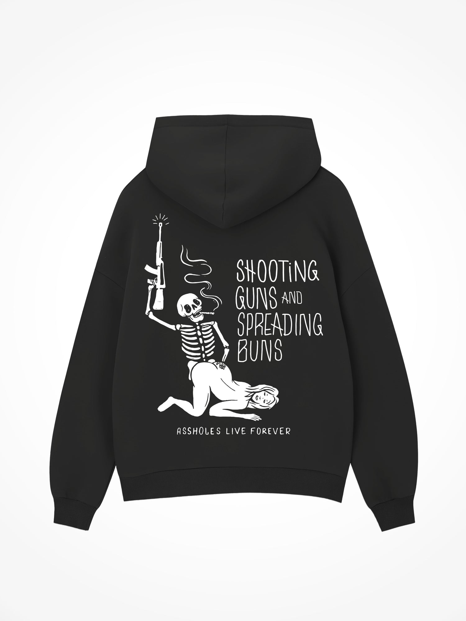 Shooting Guns Spreading Buns - Black Hoodie