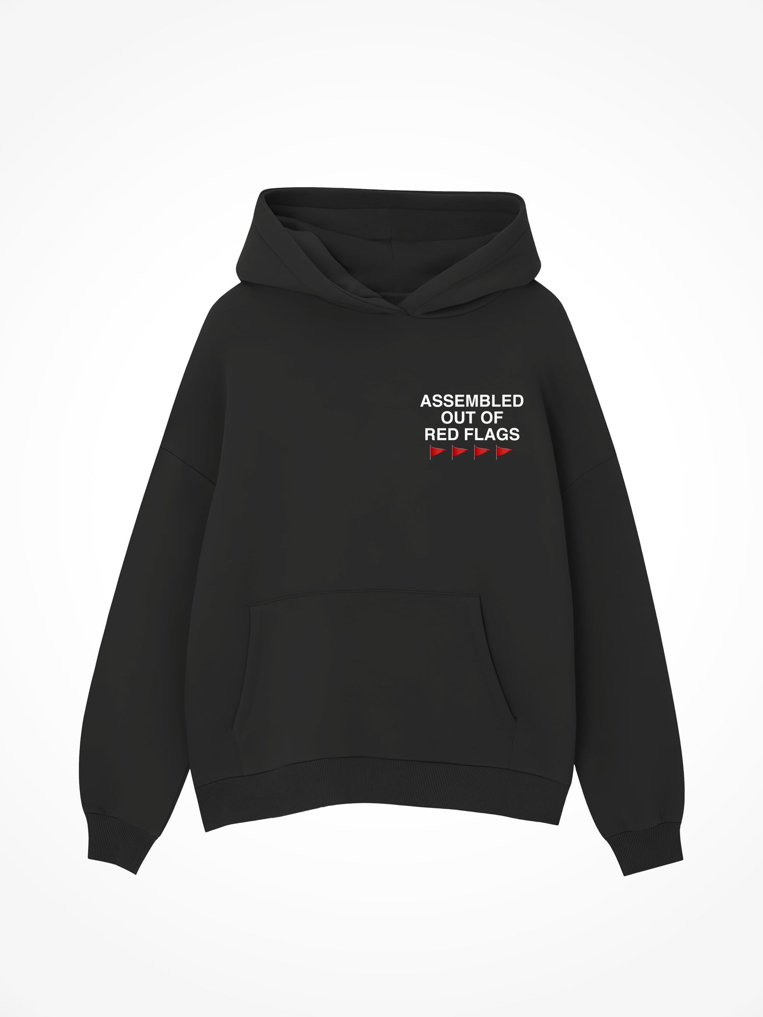 Assembled Out Of Red Flags - Black Hoodie
