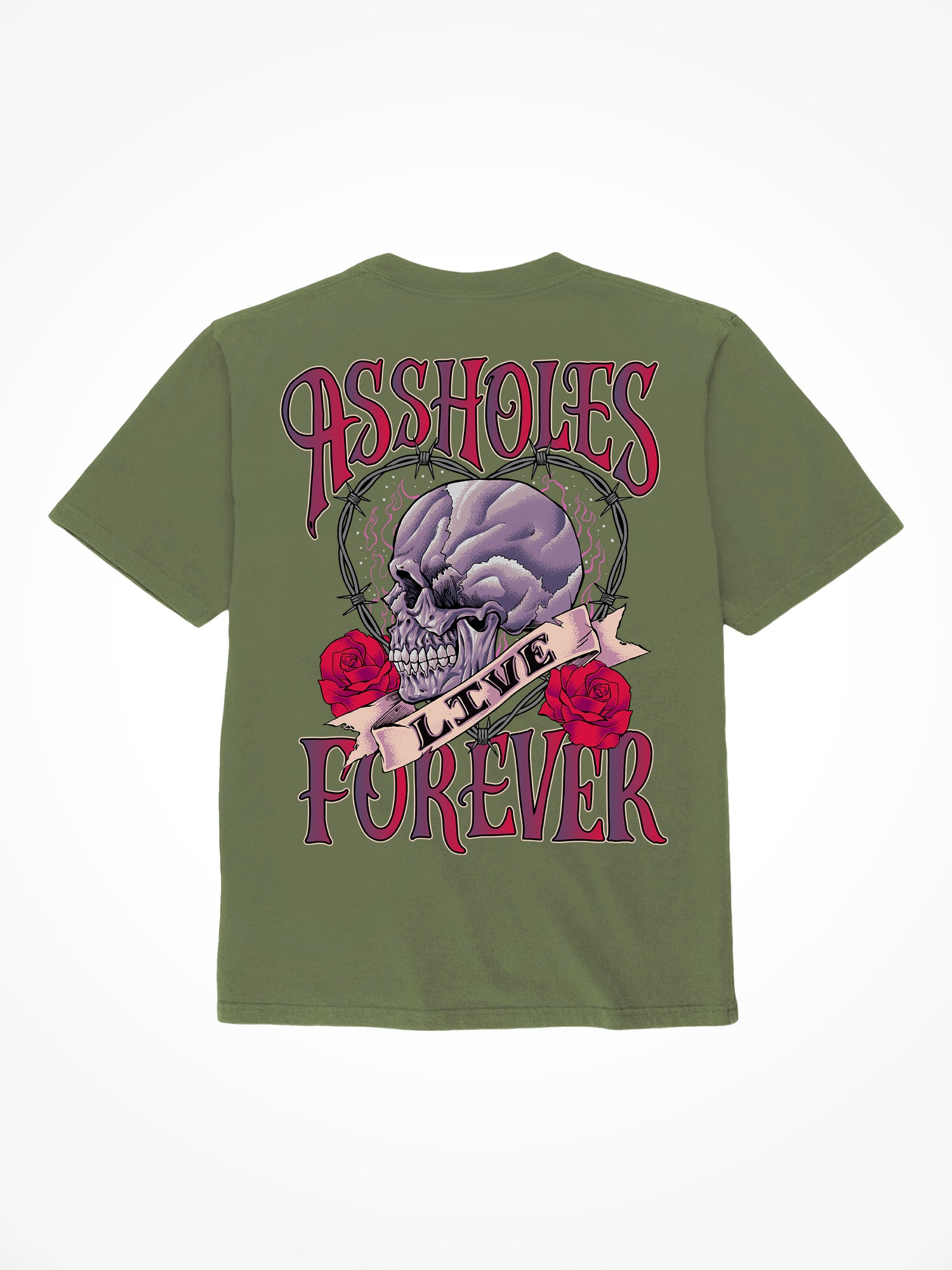 ALF Skull Heart - Military Green T-Shirt