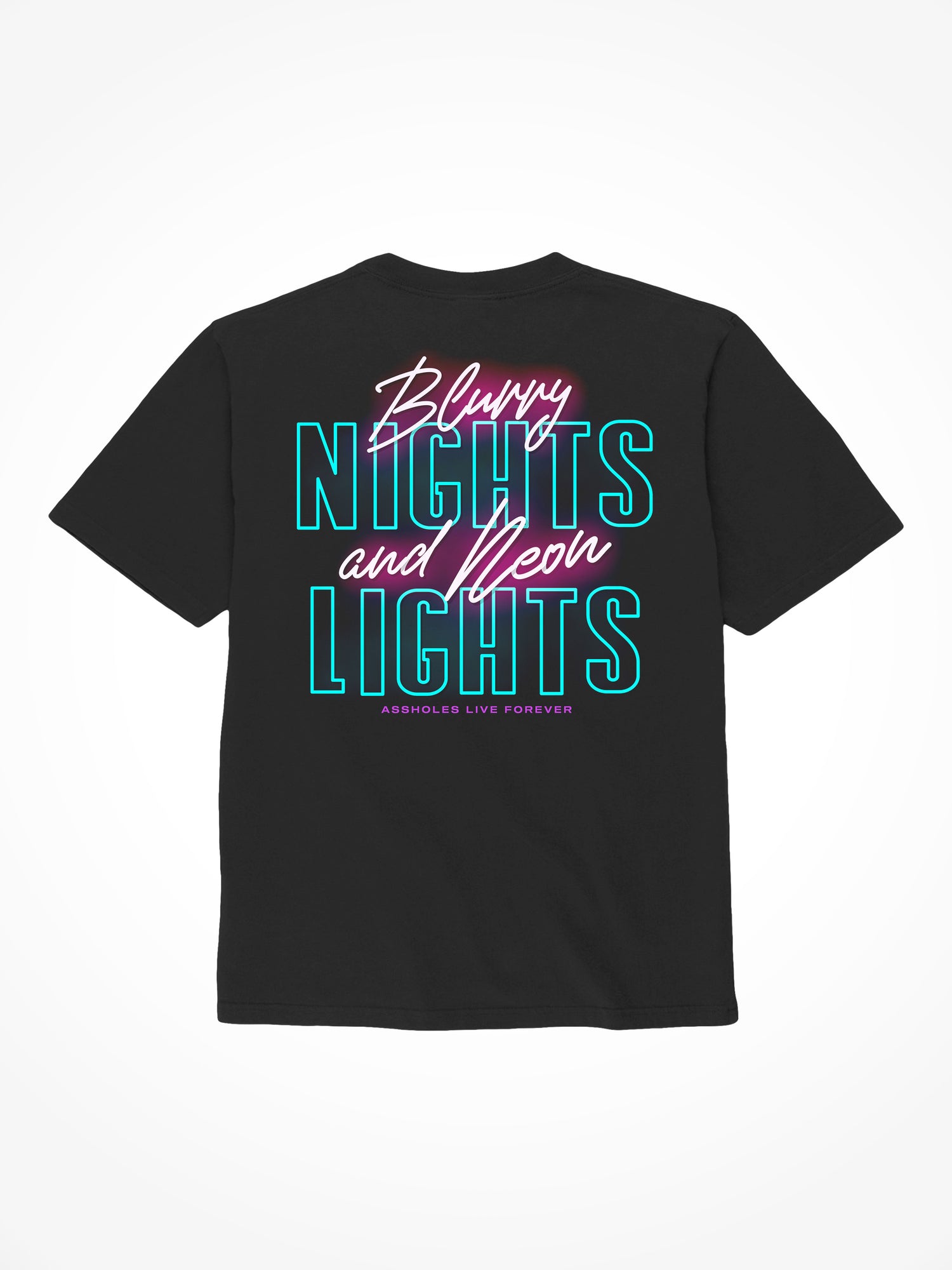 Blurry Nights Neon Lights - Black T-Shirt