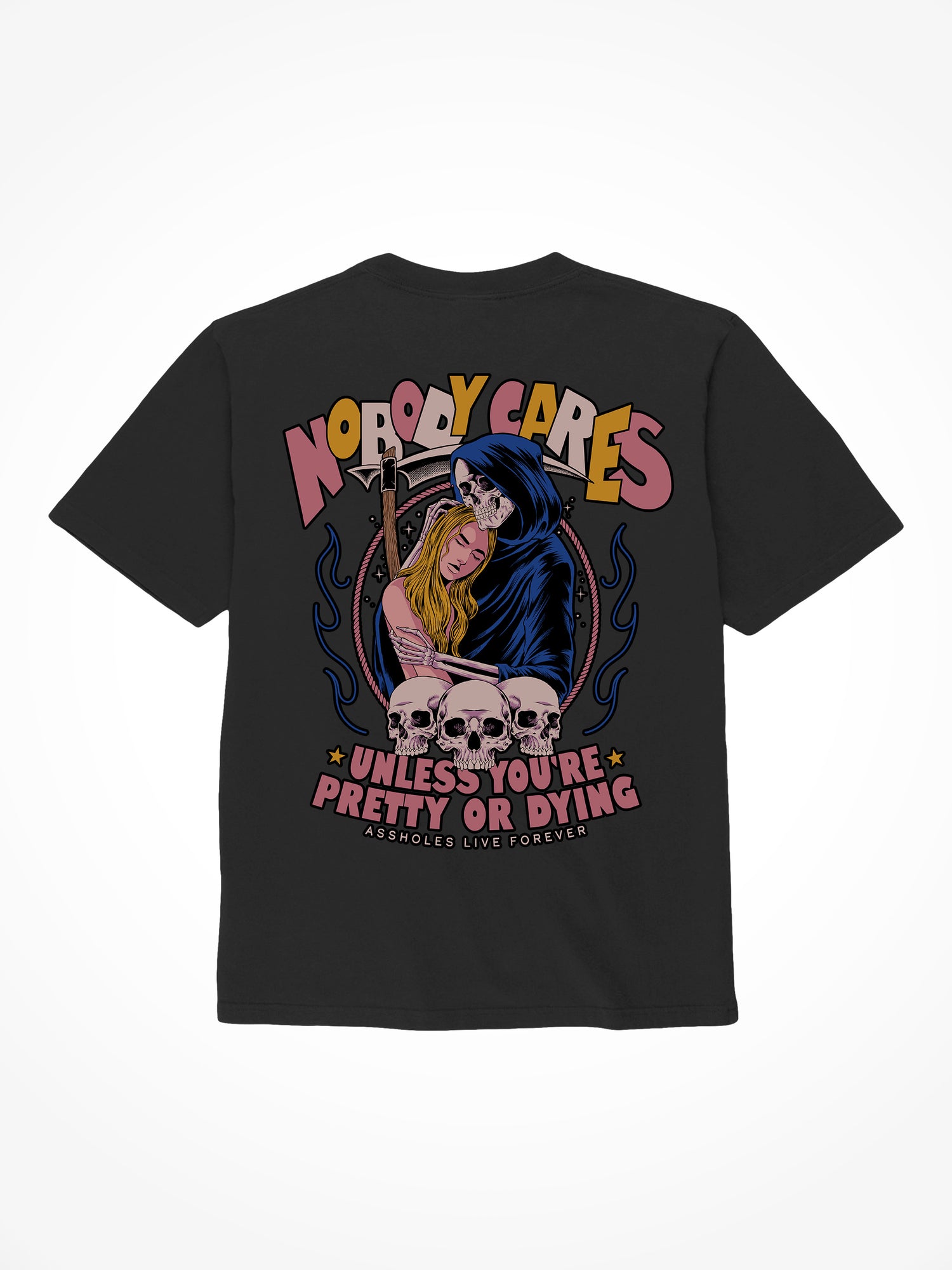 Nobody Cares Skulls - Black T-Shirt