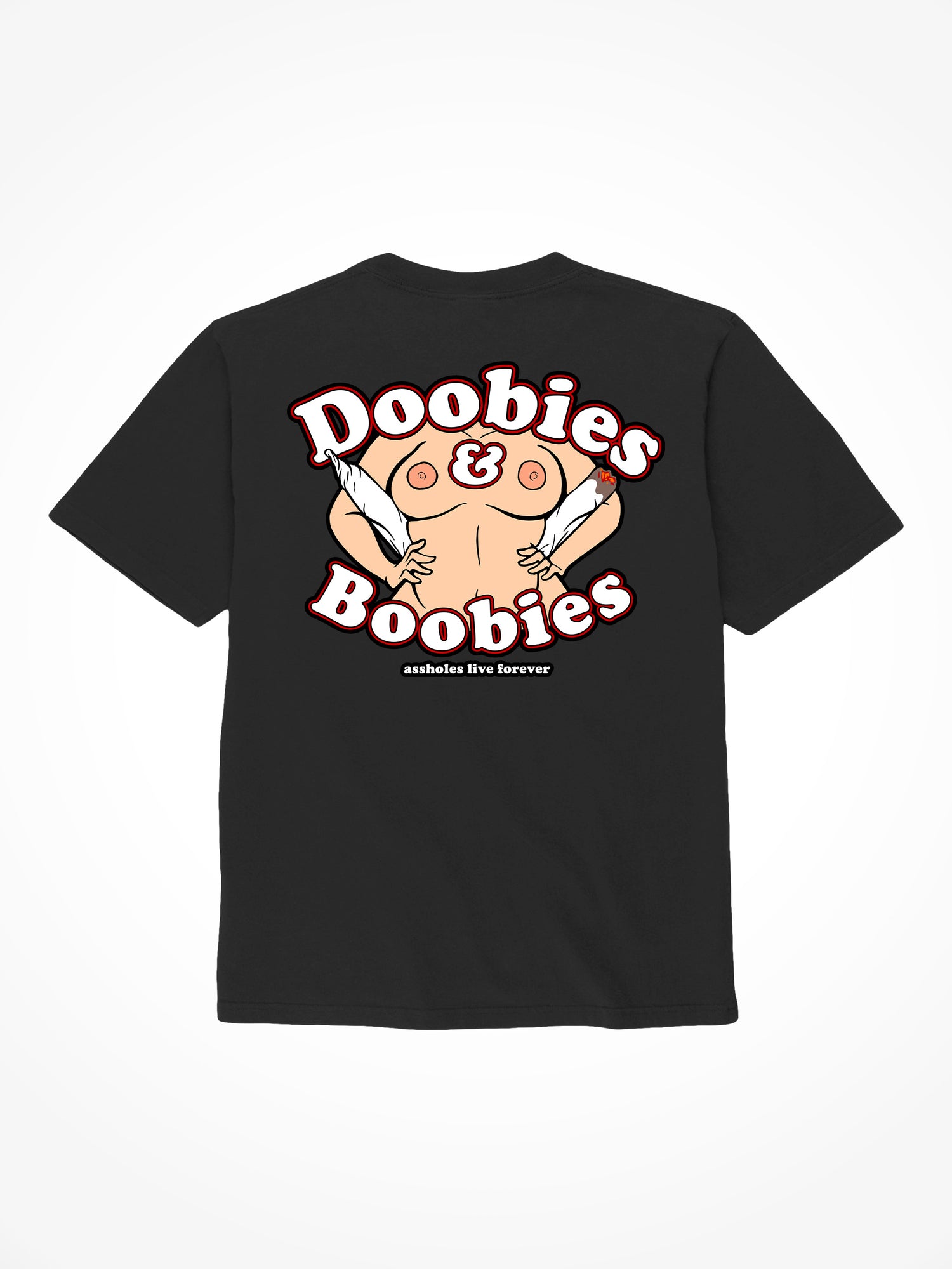 Doobies And Boobies - Black T-Shirt
