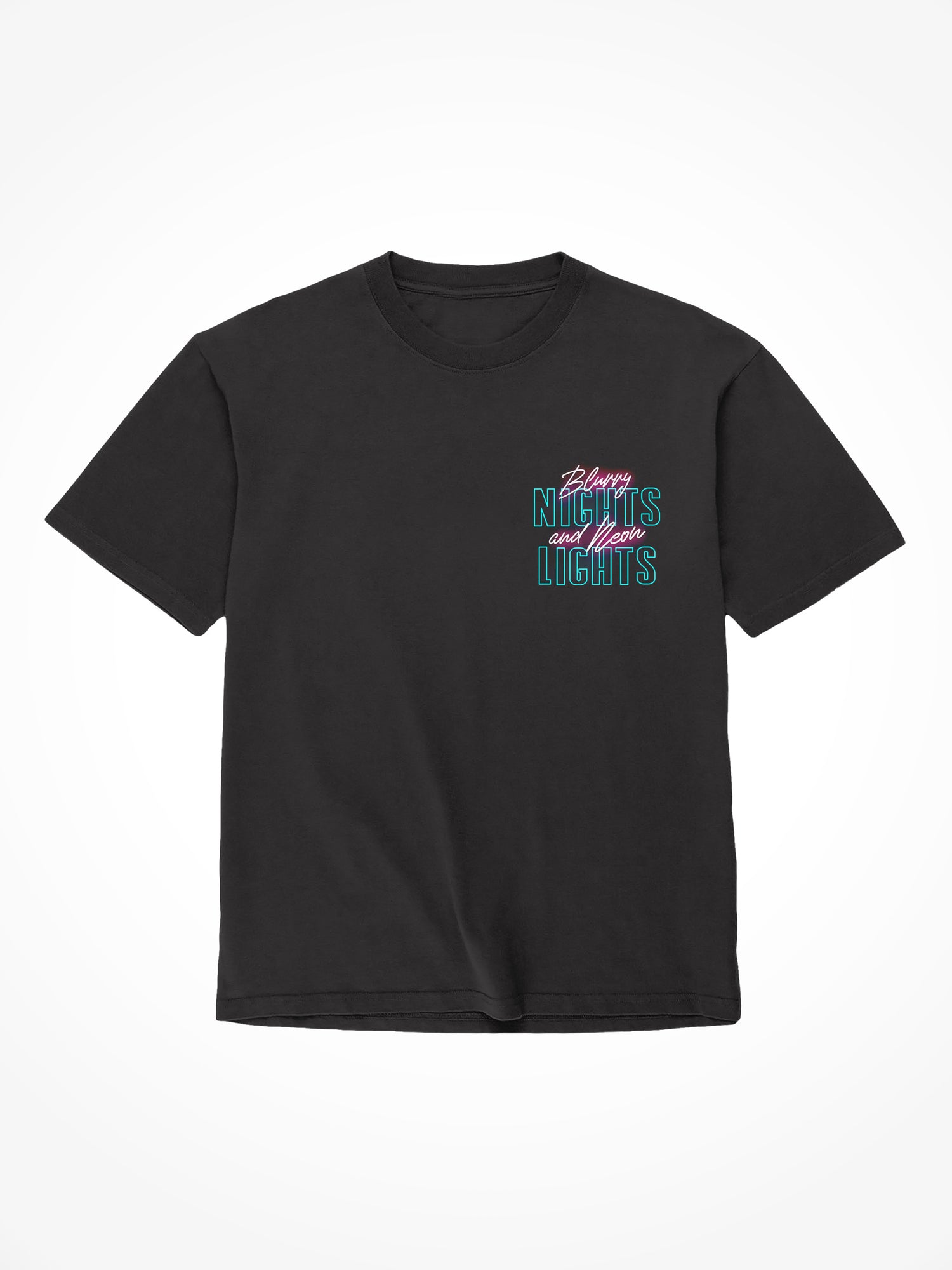 Blurry Nights Neon Lights - Black T-Shirt