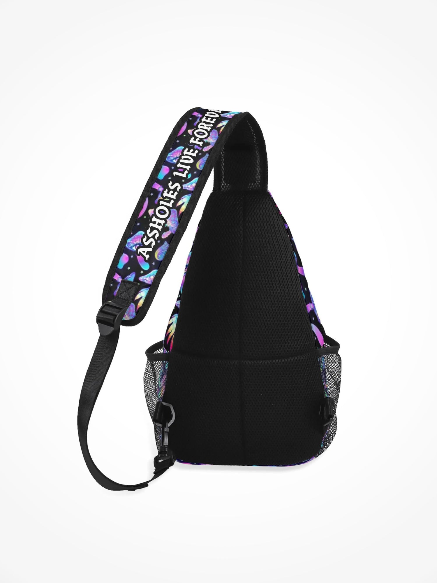 All-Over-Print Chest Crossbody Bag - Lets Take A Trip Purple Mushroom
