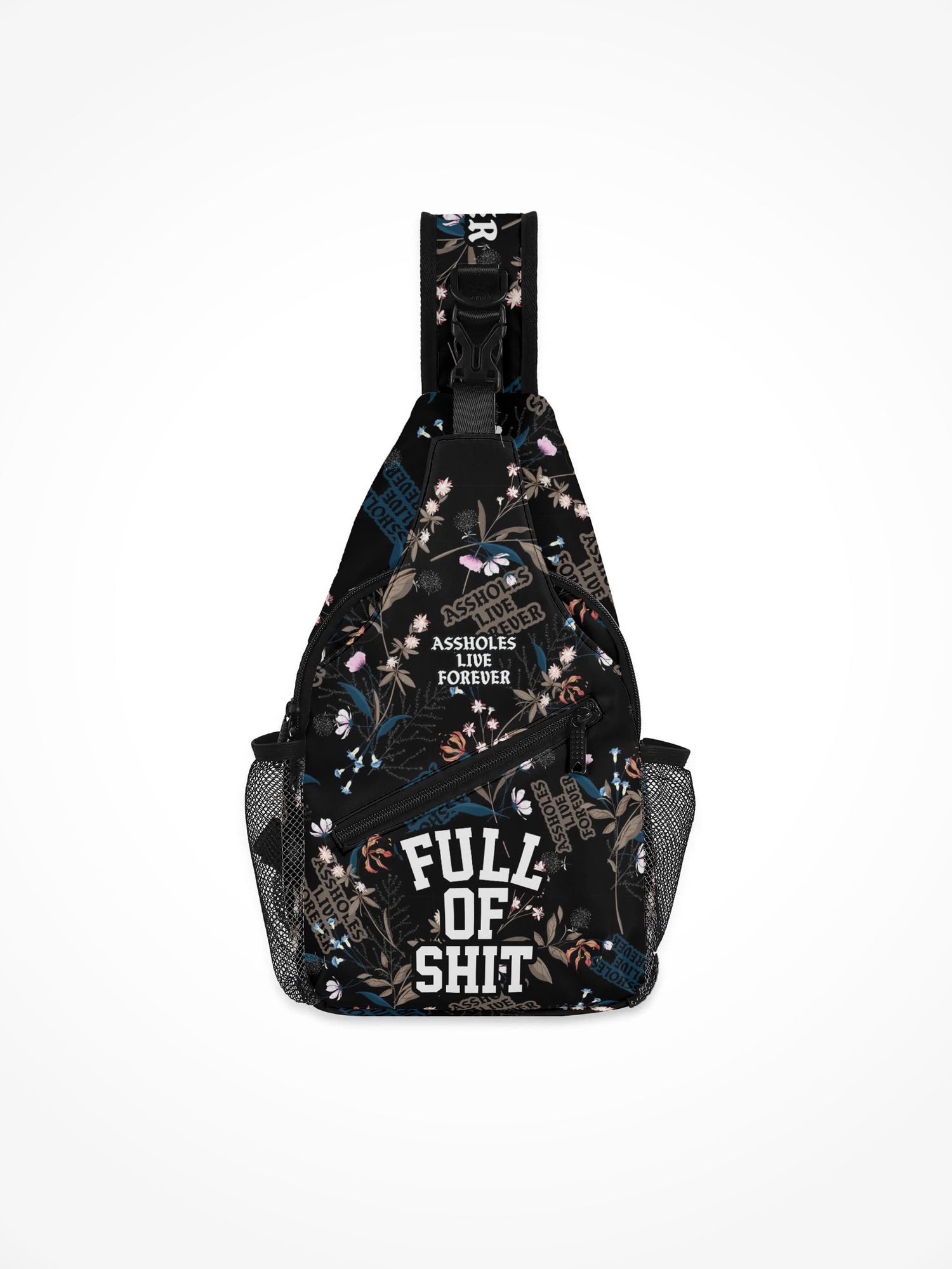 All-Over-Print Chest Crossbody Bag - Full Of Shit Flower Garden