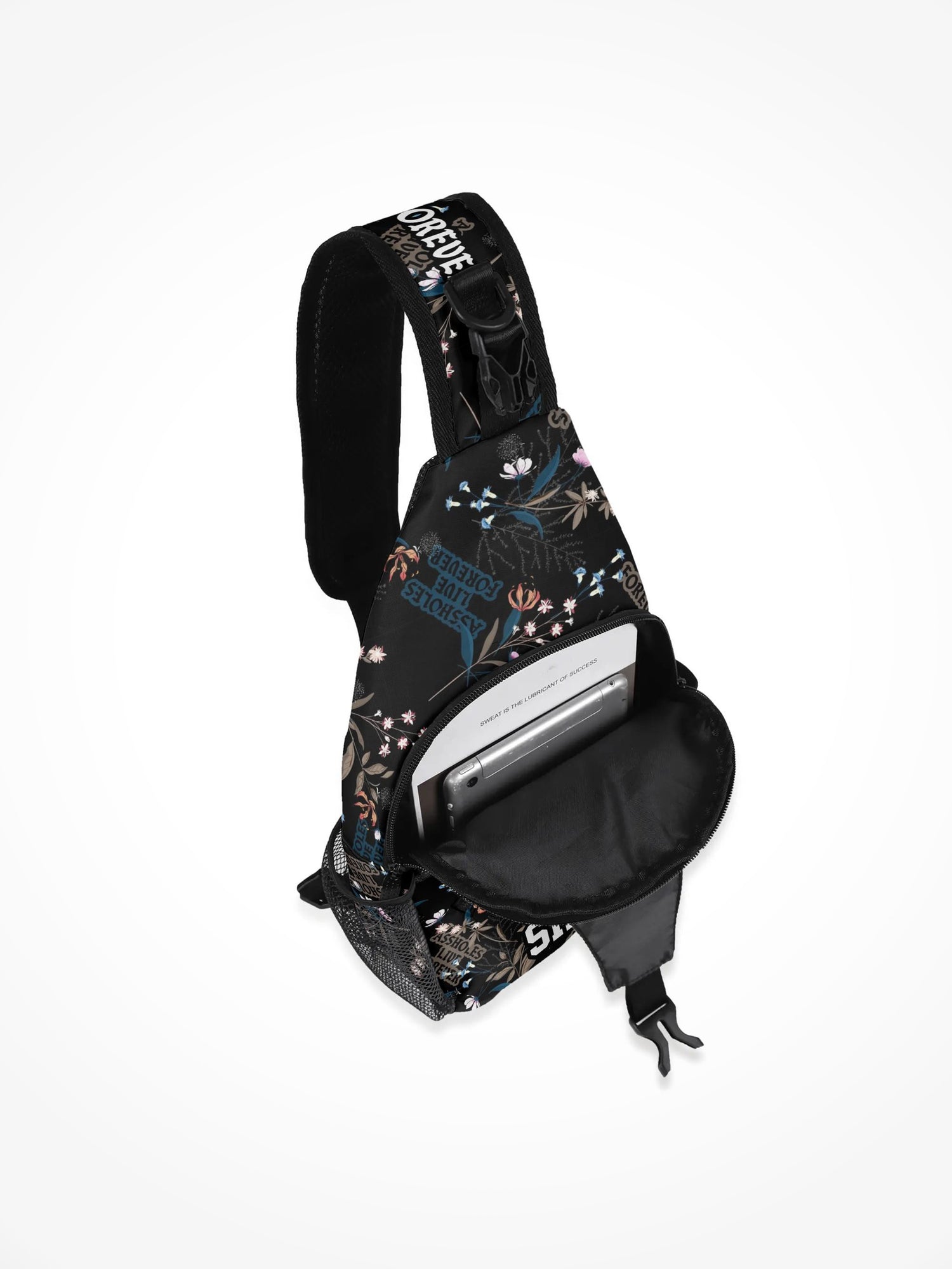 All-Over-Print Chest Crossbody Bag - Full Of Shit Flower Garden