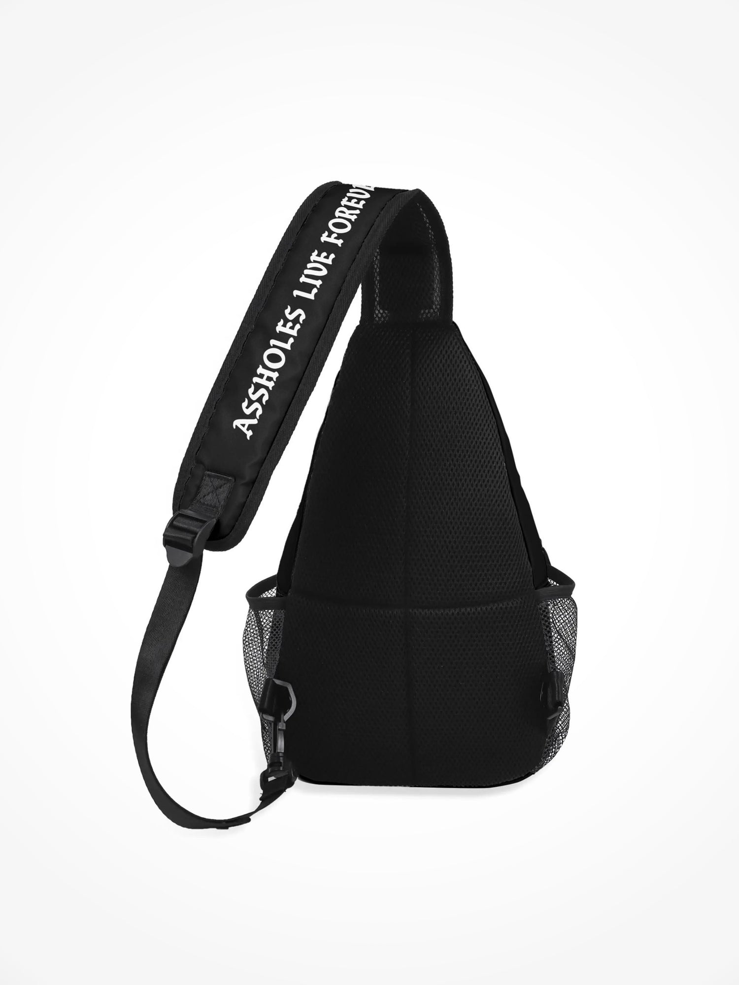 All-Over-Print Chest Crossbody Bag - Emotional Baggage Black Sticker Logo