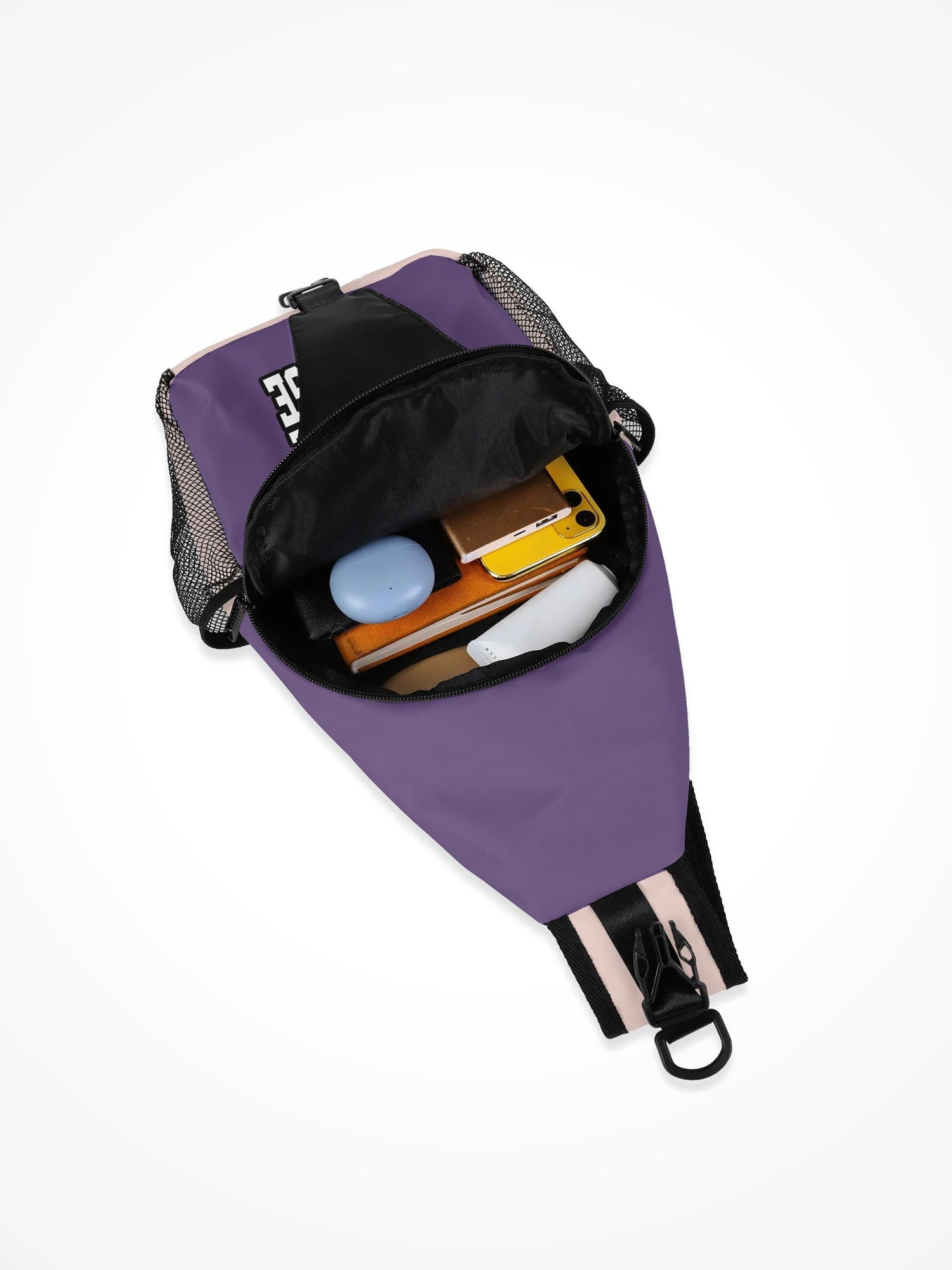 All-Over-Print Chest Crossbody Bag - Emotional Baggage Purple