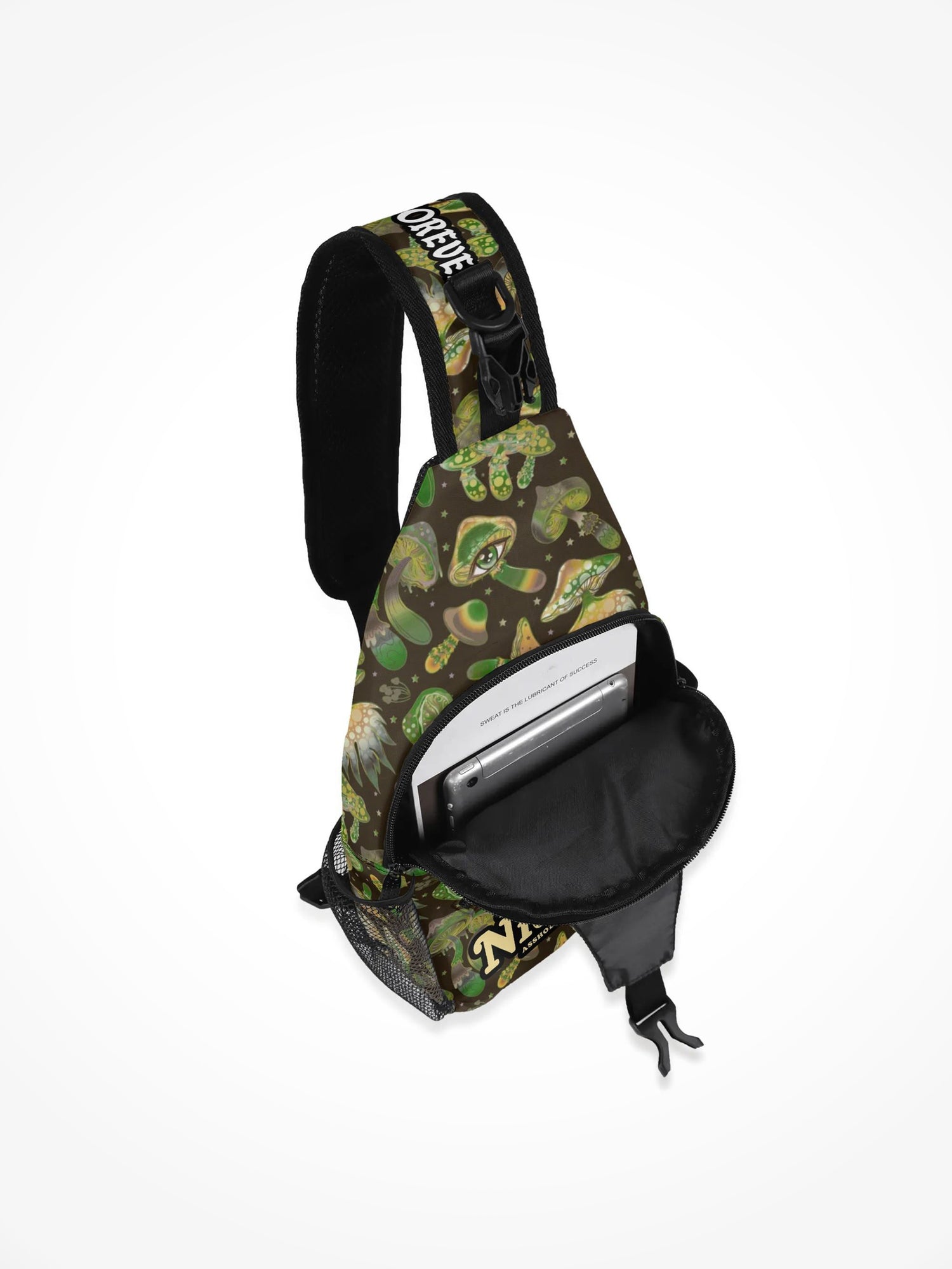 All-Over-Print Chest Crossbody Bag - Have A Nice Trip Green Mushroom