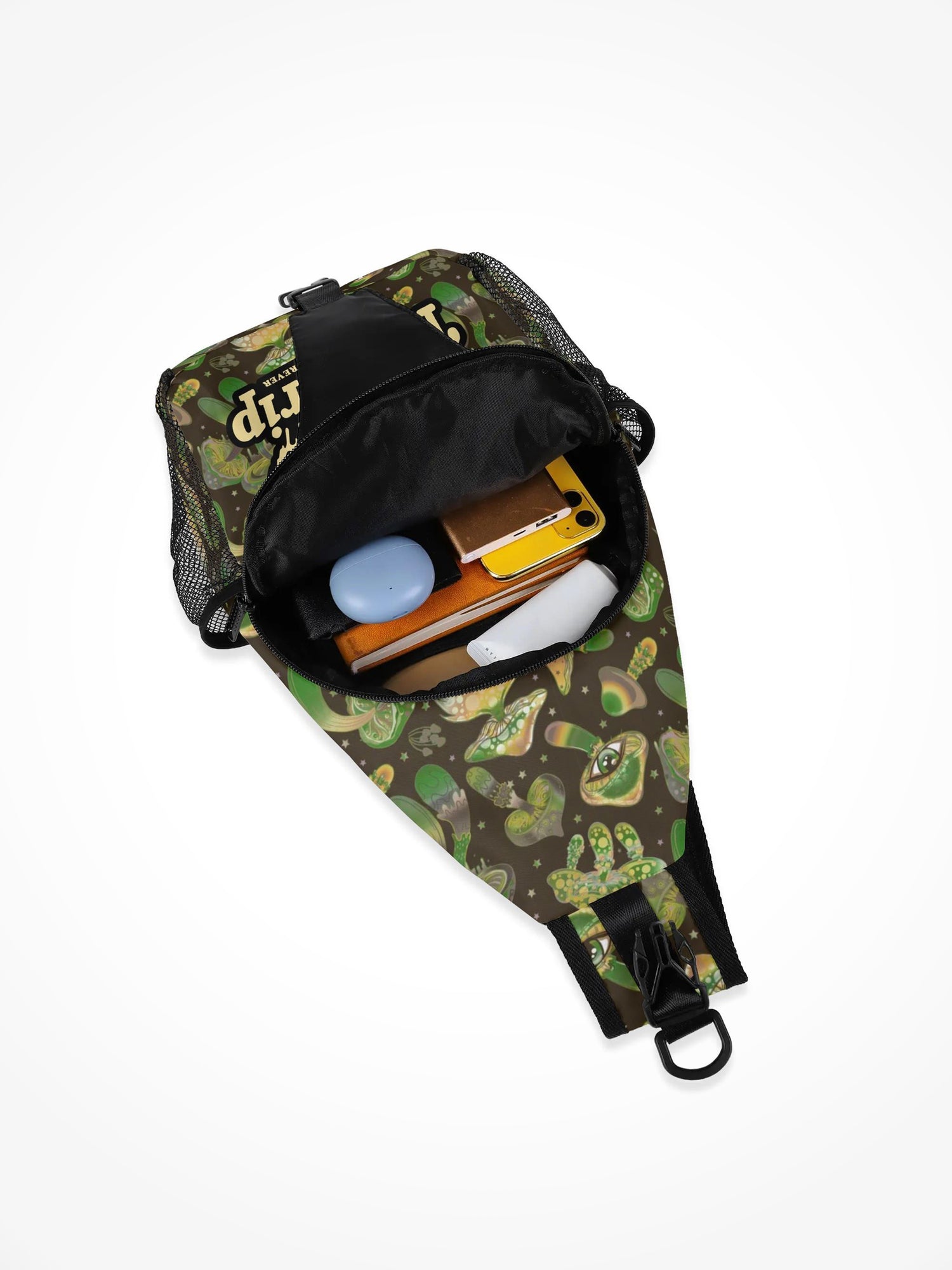 All-Over-Print Chest Crossbody Bag - Have A Nice Trip Green Mushroom