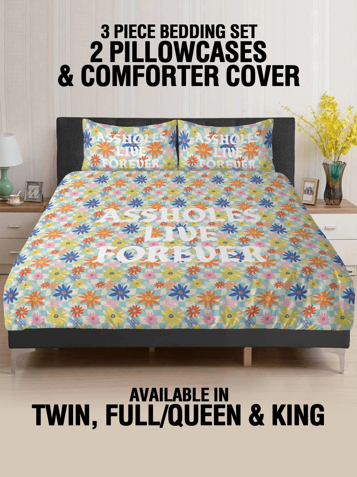 3 Pcs Bed - ALF OG BRIGHT FLOWERS