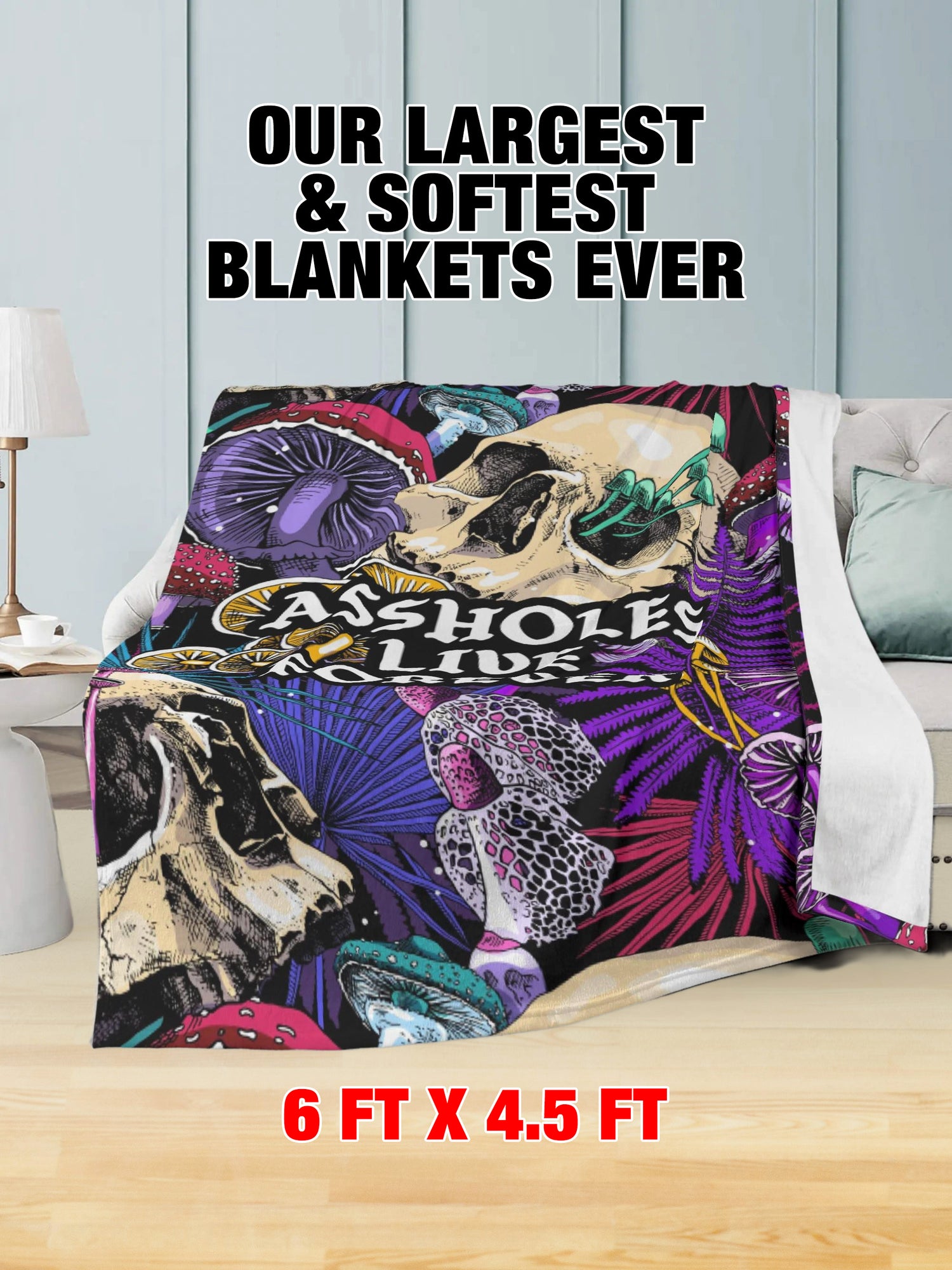 Fleece Blanket - ALF Skulls And Shrooms