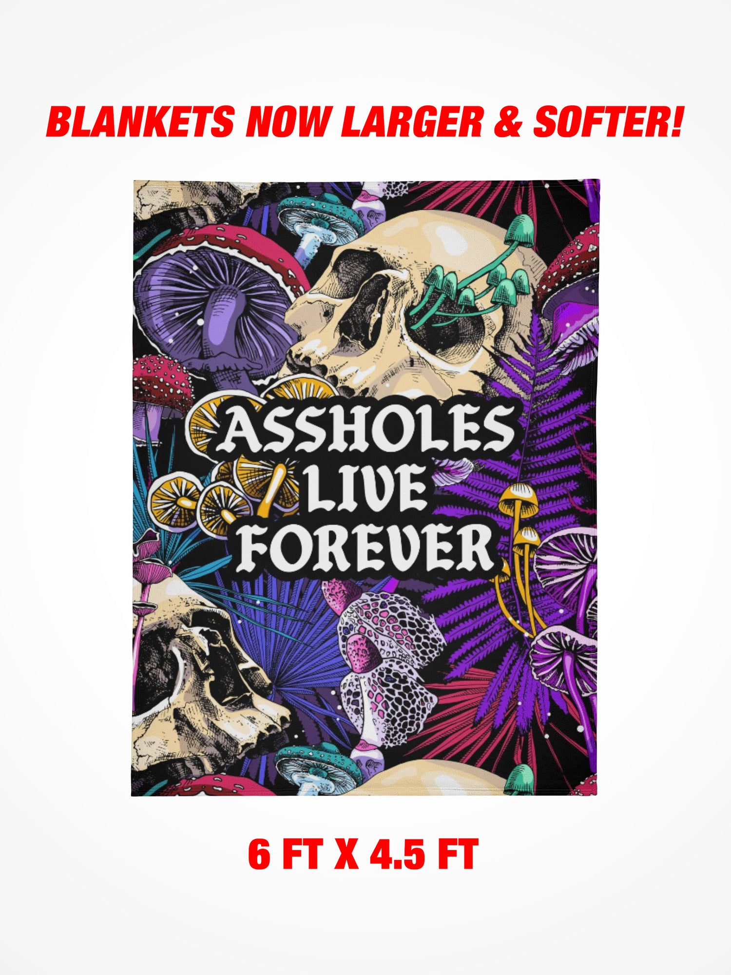 Fleece Blanket - ALF Skulls And Shrooms