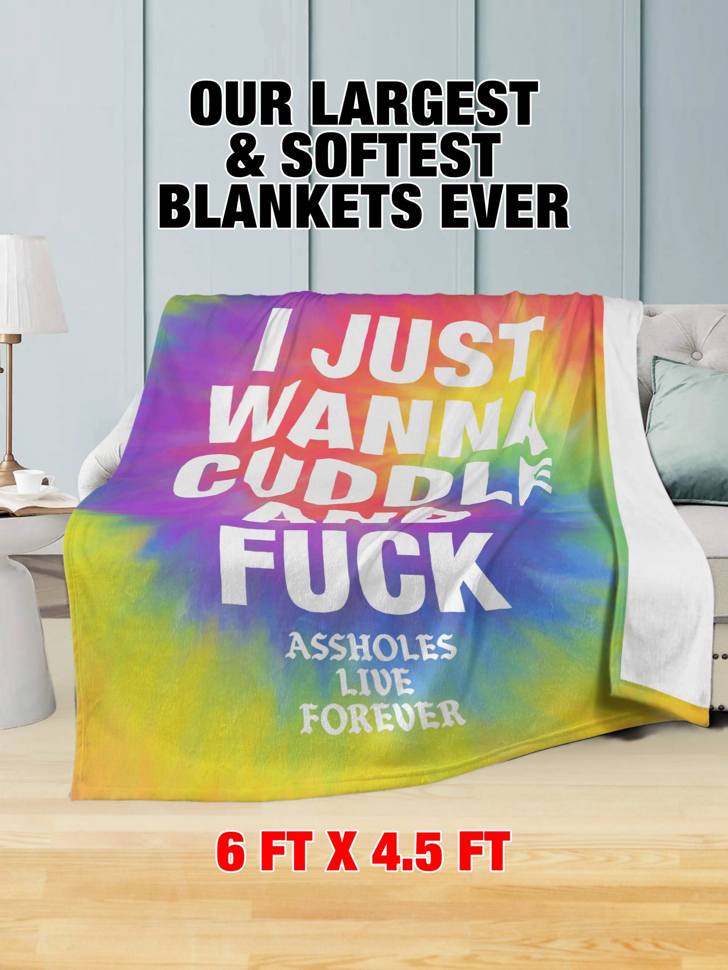 Fleece Blanket - I Just Wanna Cuddle Tie Dye