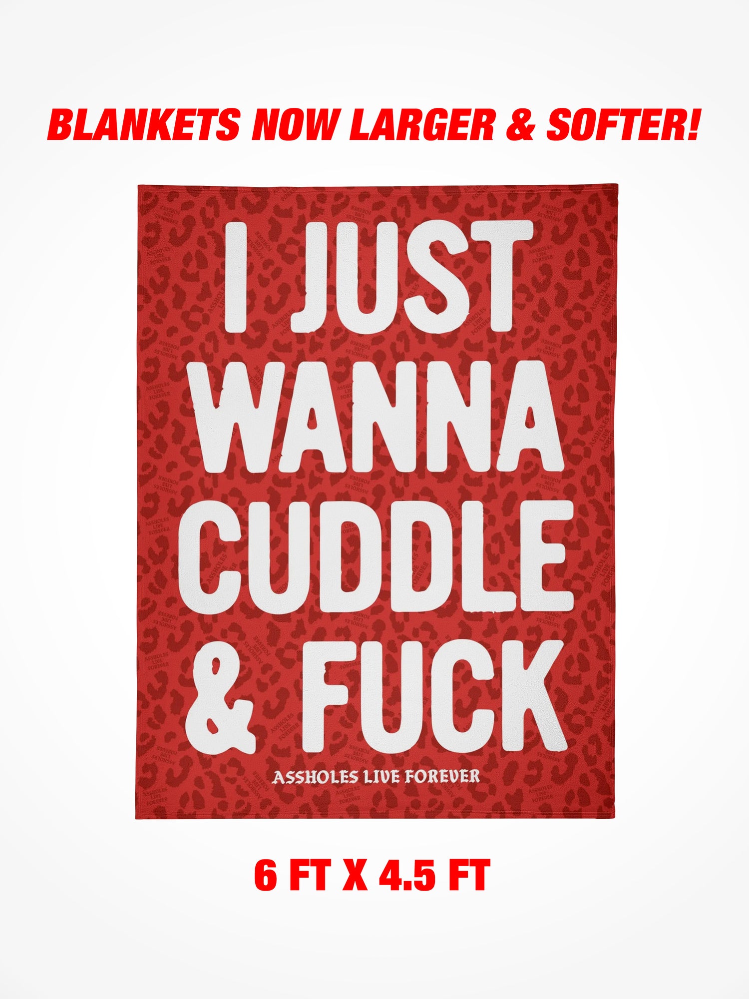 Fleece Blanket - I JUST WANNA CUDDLE & FUCK RED LEOPARD