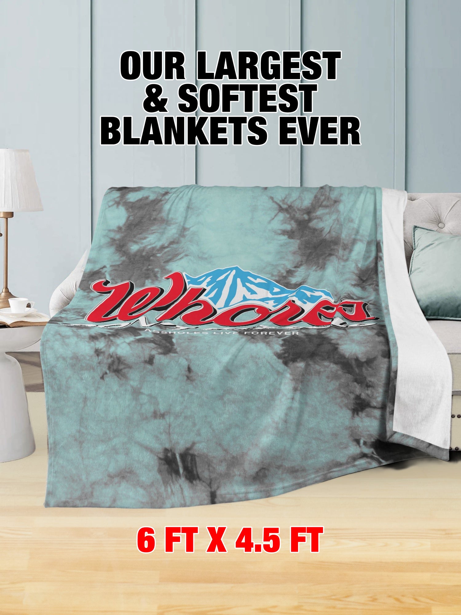 Fleece Blanket - Whores Dont Get Cold Blue Tie Dye
