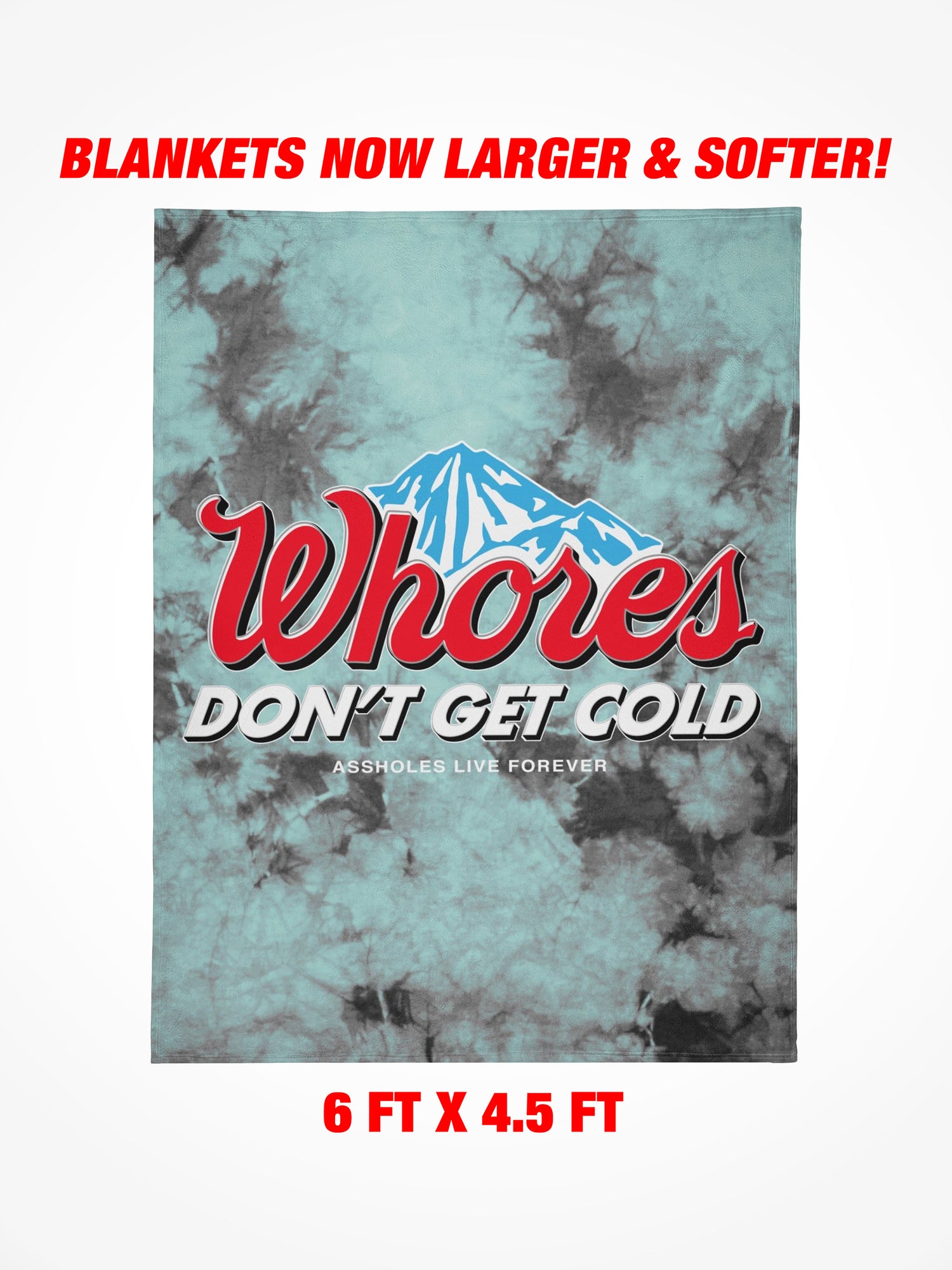 Fleece Blanket - Whores Dont Get Cold Blue Tie Dye