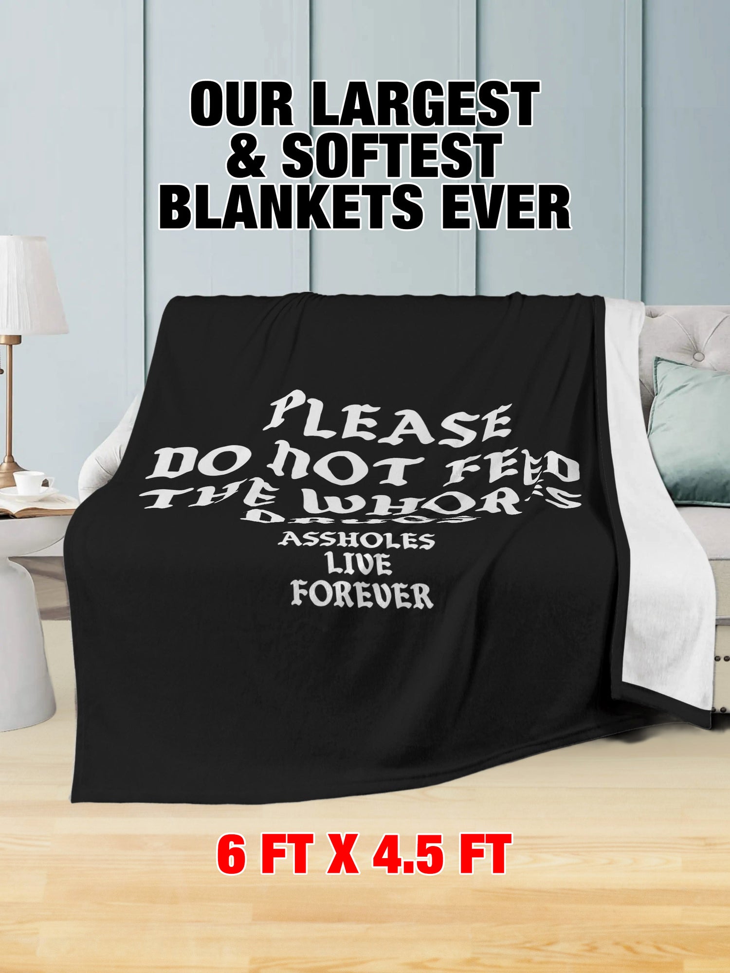 Fleece Blanket - Please Do Not Feed The Whores Drugs Black