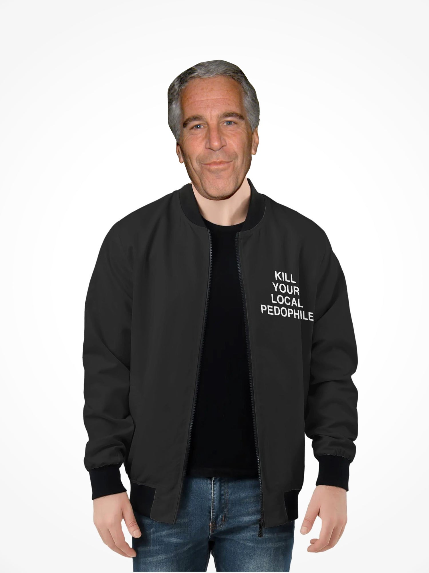 Mens All Over Print Zip Bomber Jacket - Kill Your Local Pedo Death Row