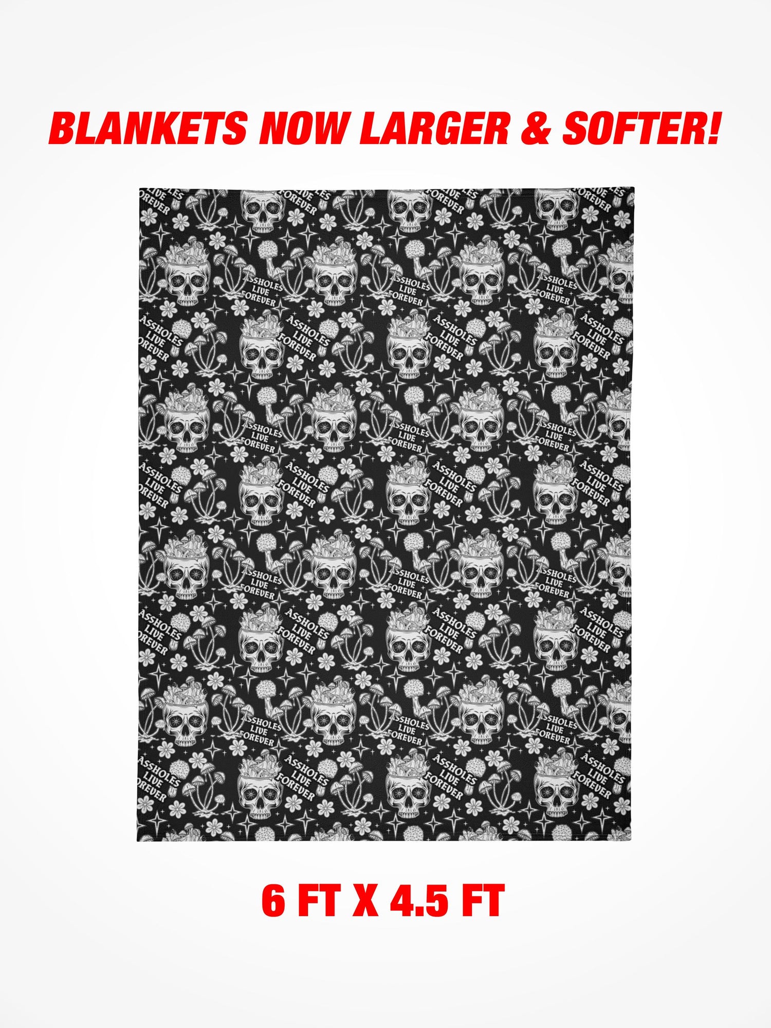 Fleece Blanket - Skull Crystal Mushroom