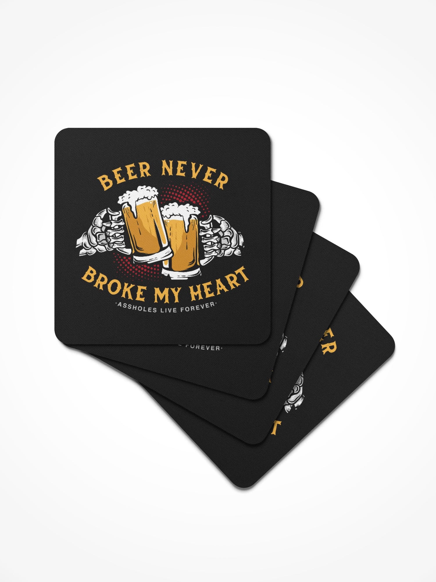 Rubber Coaster 4 Pack - BEER HEART