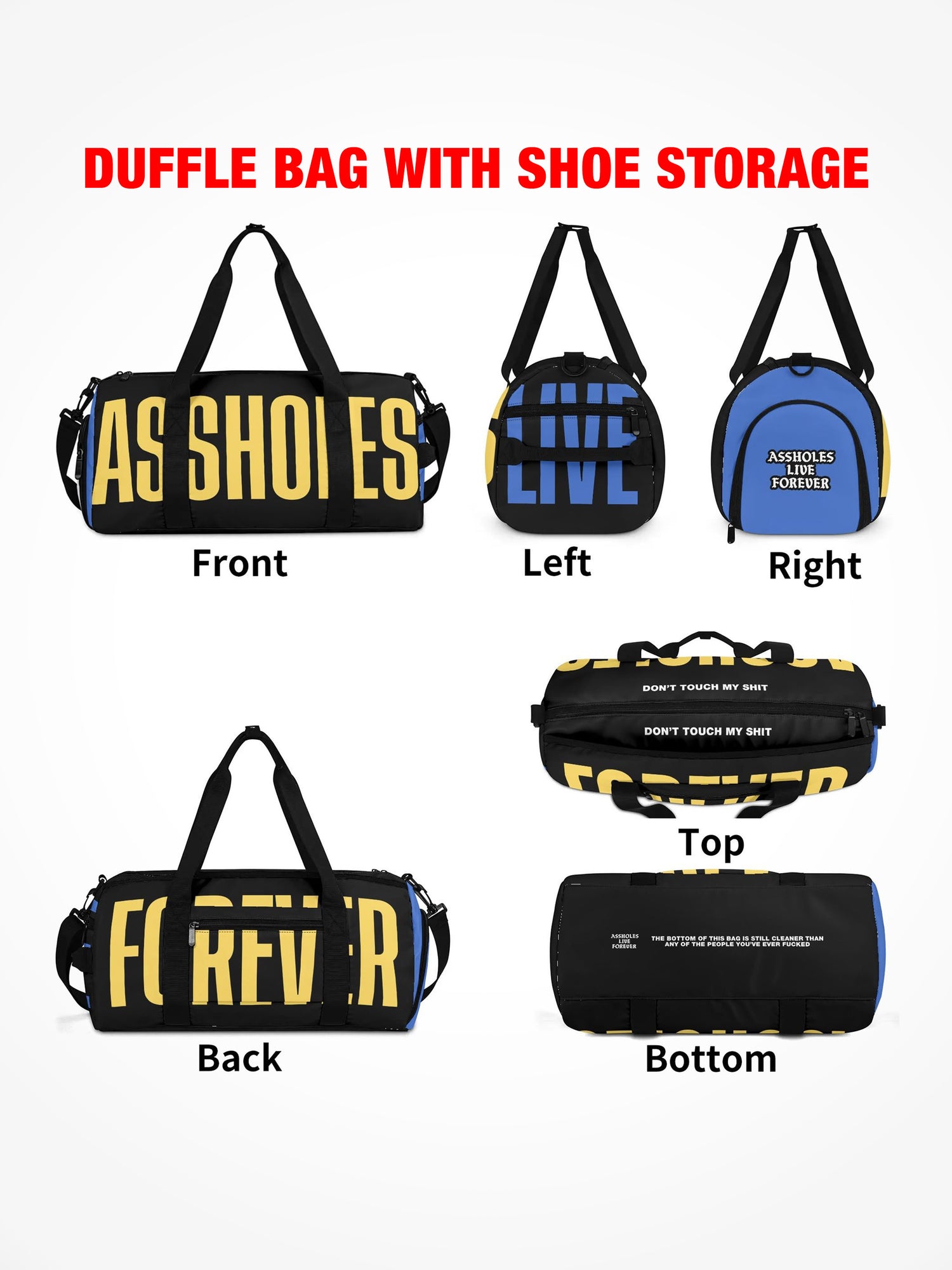 Duffle Bag - ASSHOLES - Yellow Blue