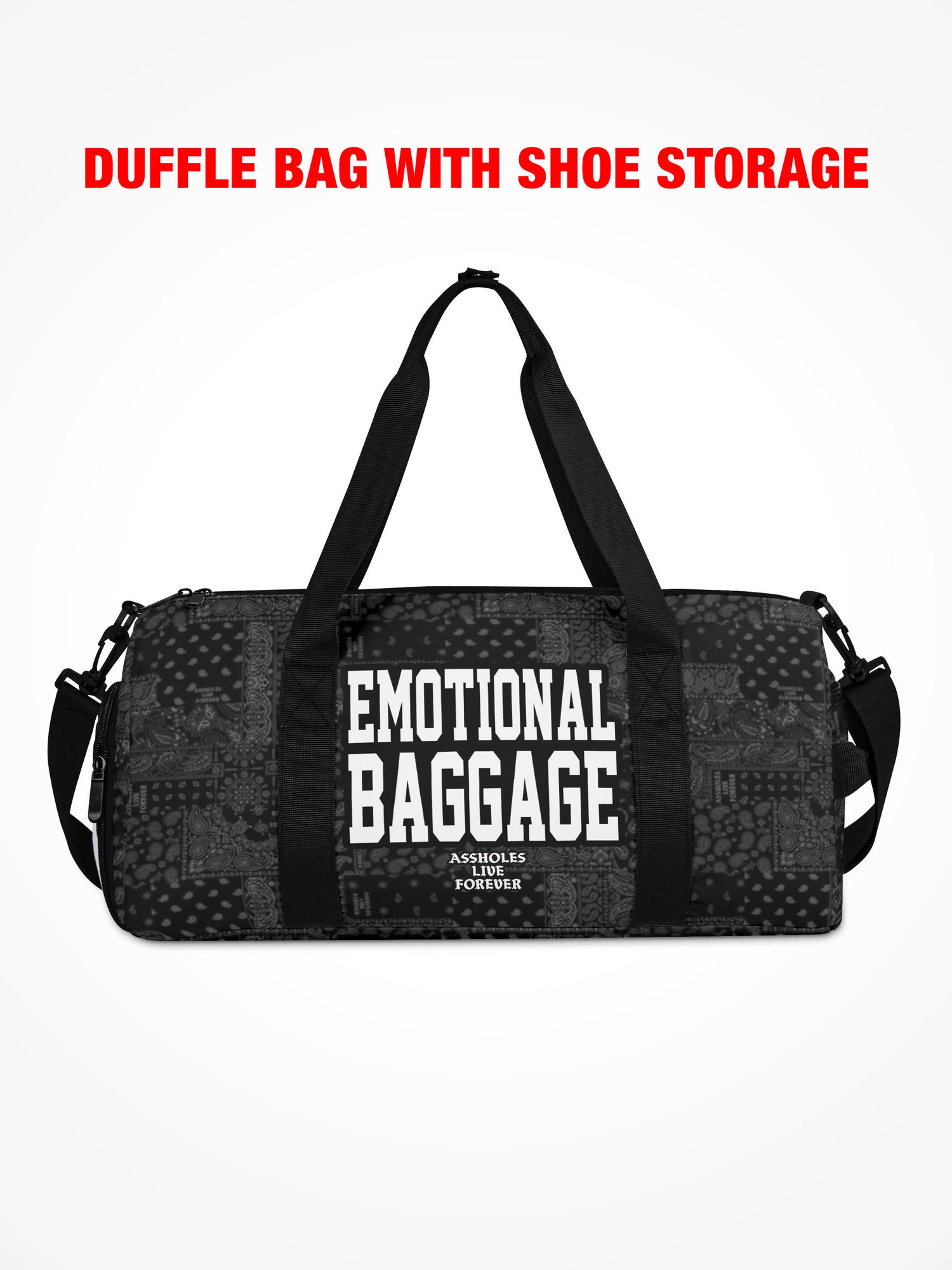 Duffle Bag - EMOTIONAL BAGGAGE - Greyscale Paisley