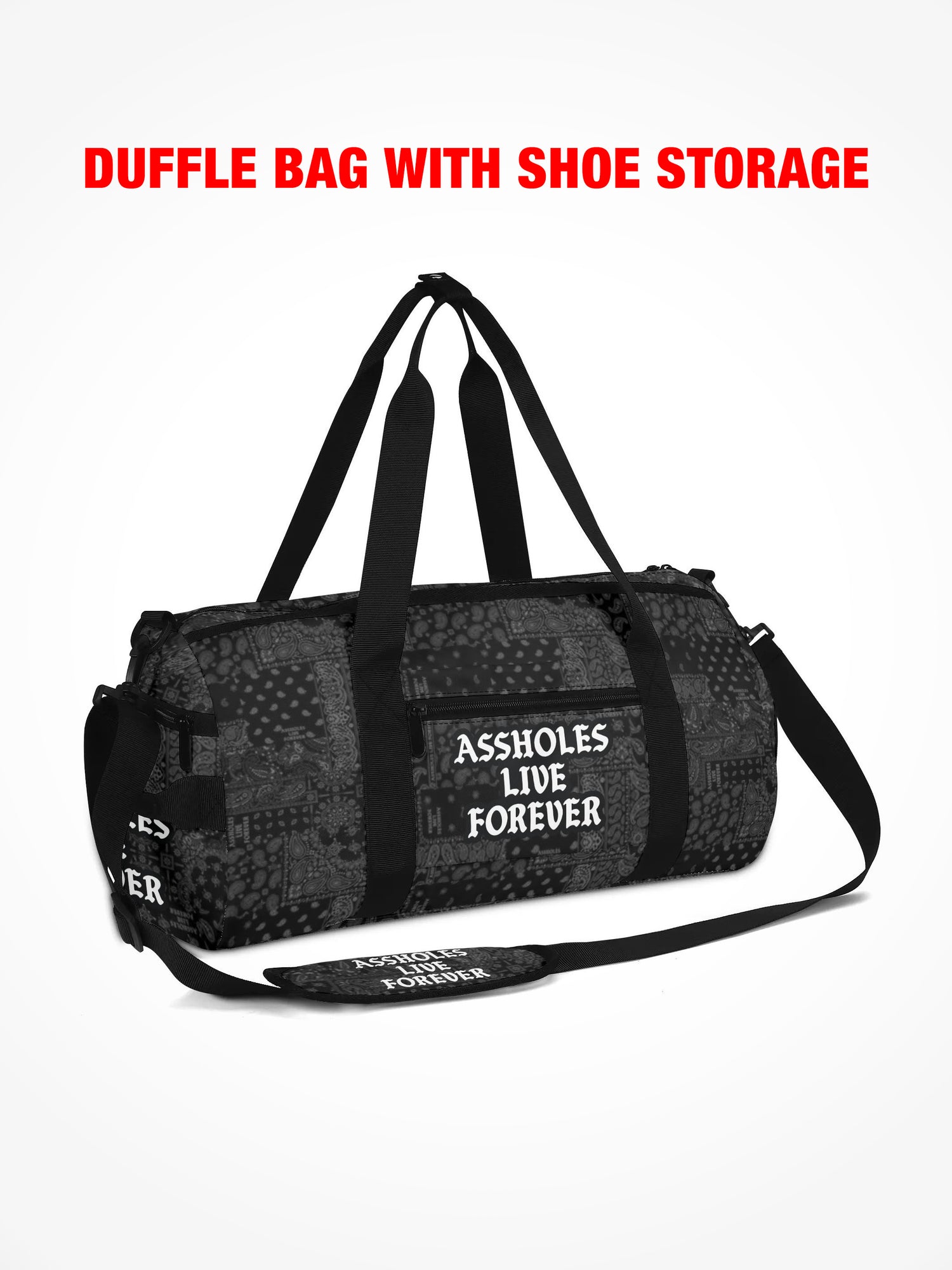Duffle Bag - EMOTIONAL BAGGAGE - Greyscale Paisley