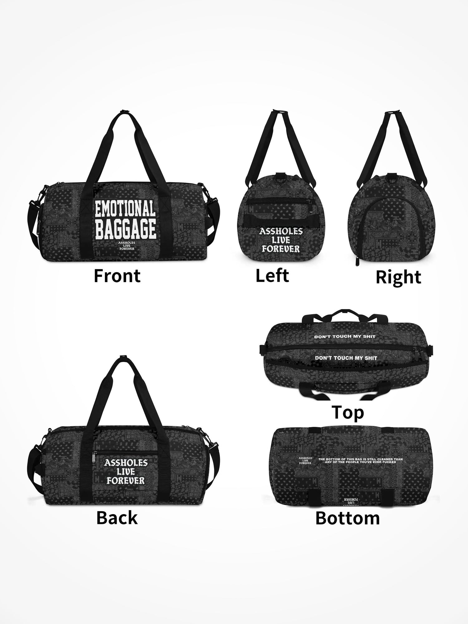 Duffle Bag - EMOTIONAL BAGGAGE BLACK PAISLEY