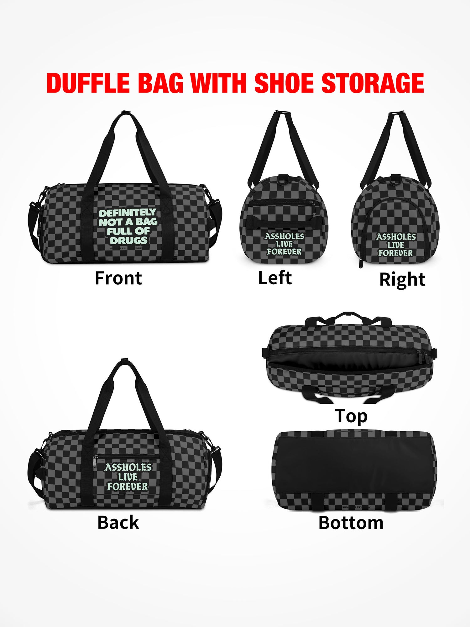 Duffle Bag - Full Of Drugs - Checker Mint