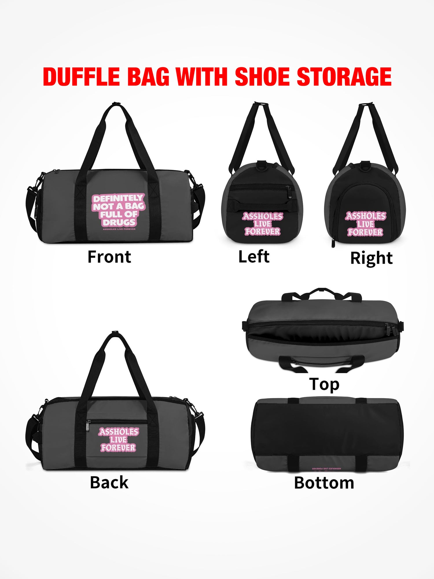 Duffle Bag - FULL OF DRUGS - GREY PINK