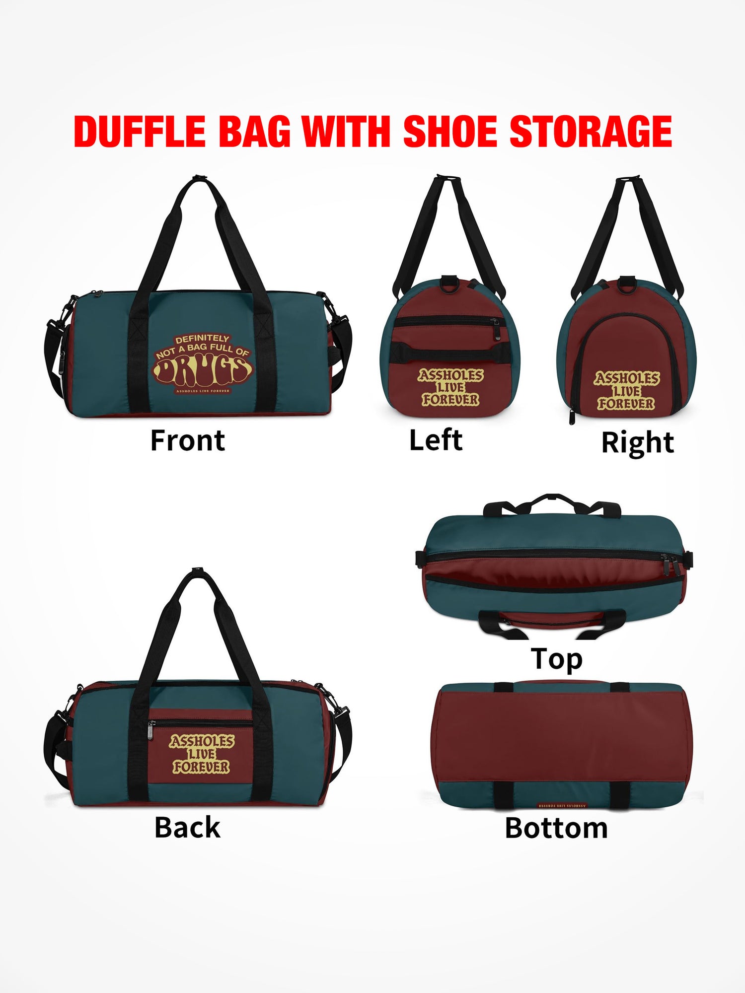 Duffle Bag - FULL OF DRUGS - NAVY BURGUNDY