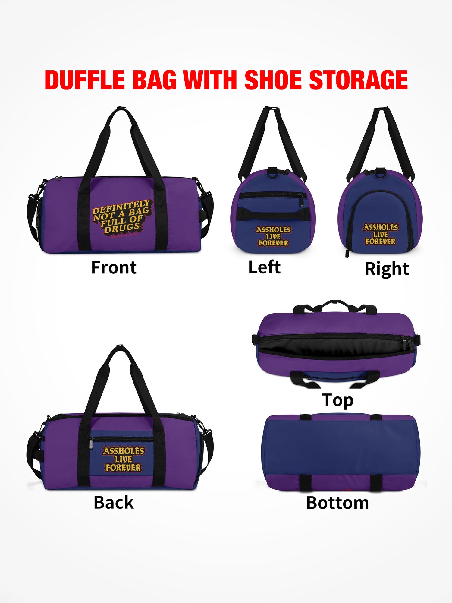 Duffle Bag - FULL OF DRUGS - PURPLE NAVY