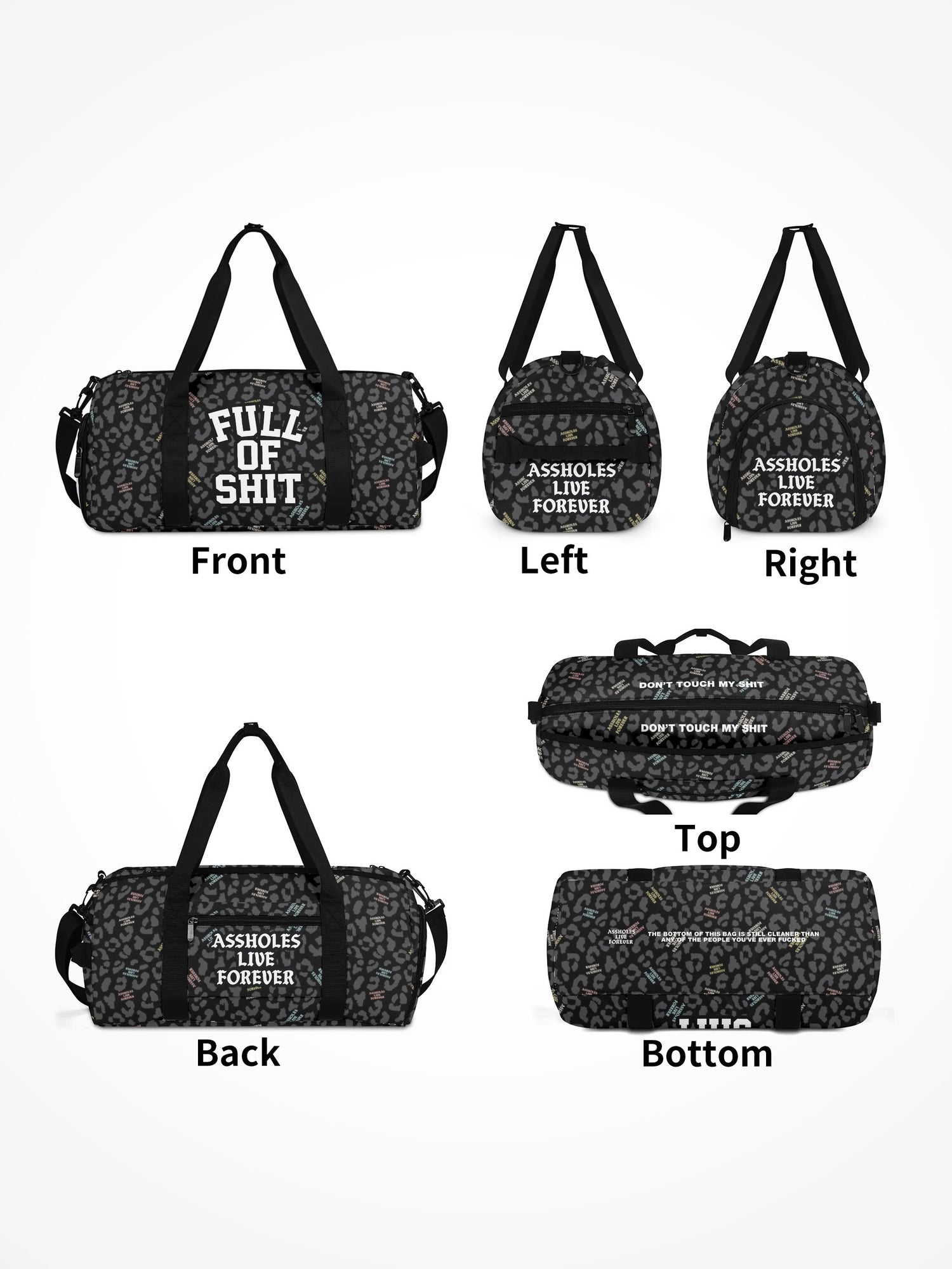 Duffle Bag - FULL OF SHIT BLACK LEOPARD