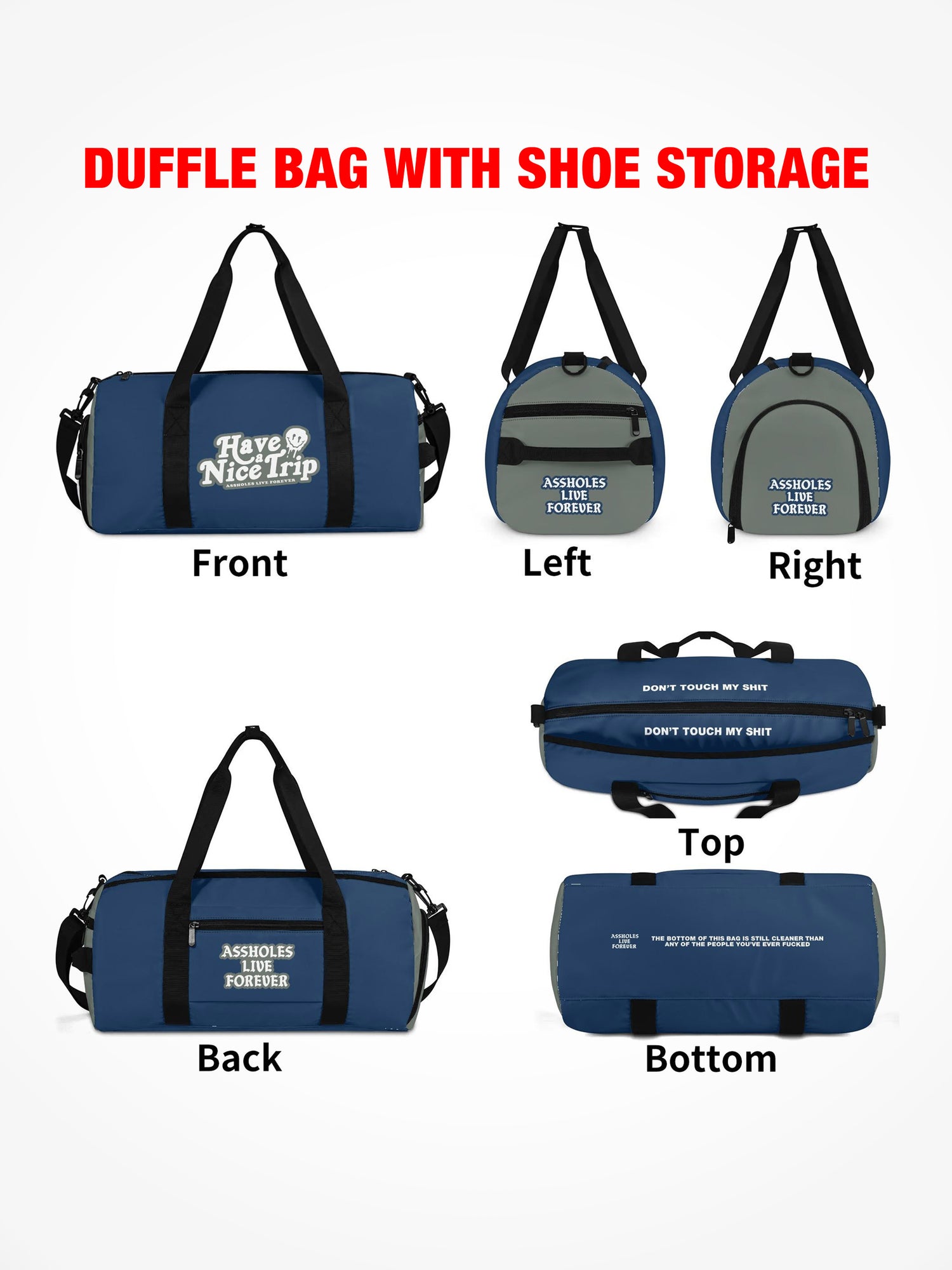 Duffle Bag - HAVE A NICE TRIP - Navy Forest