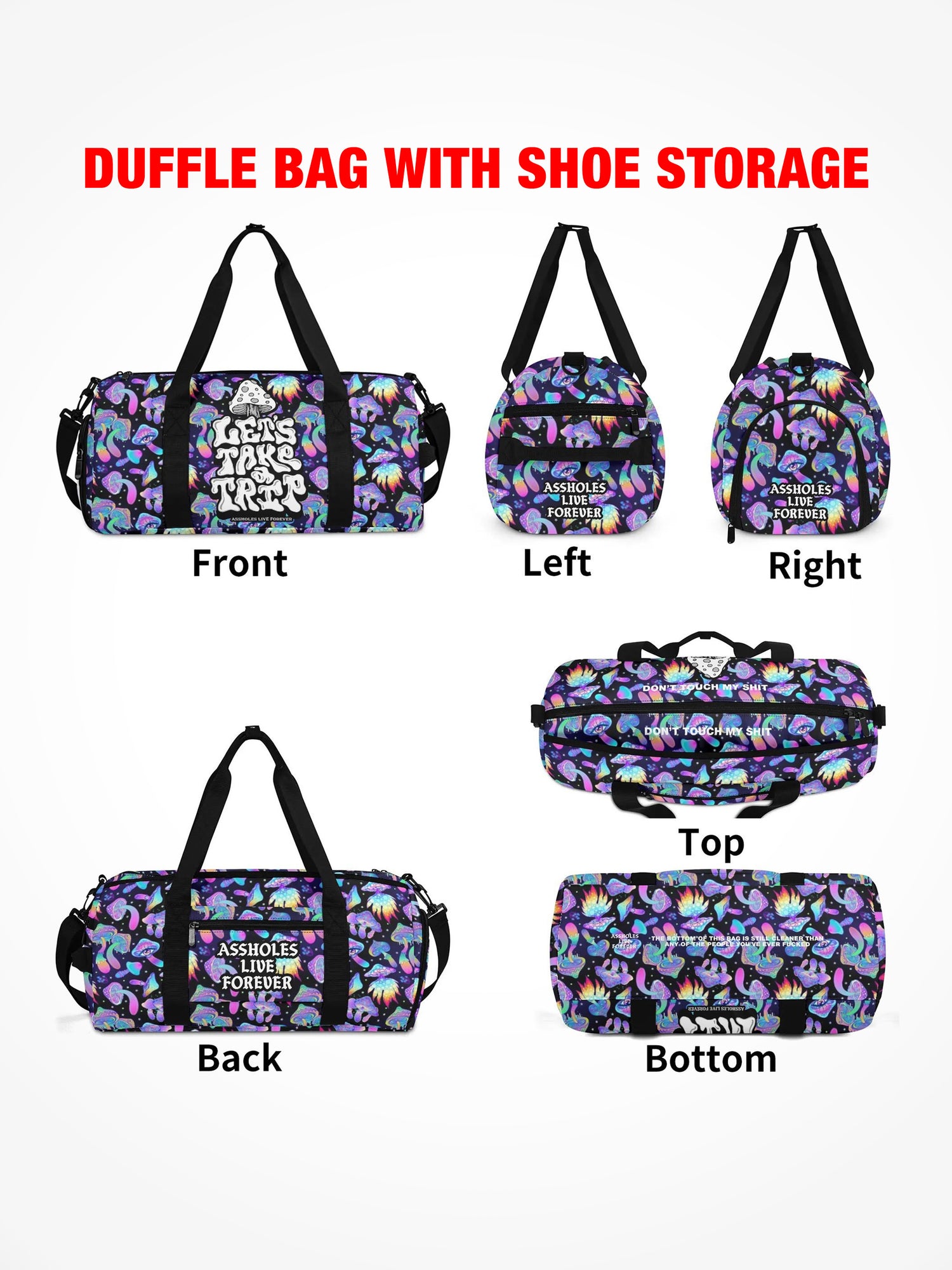 Duffle Bag - LETS TAKE A TRIP - OG Mushroom
