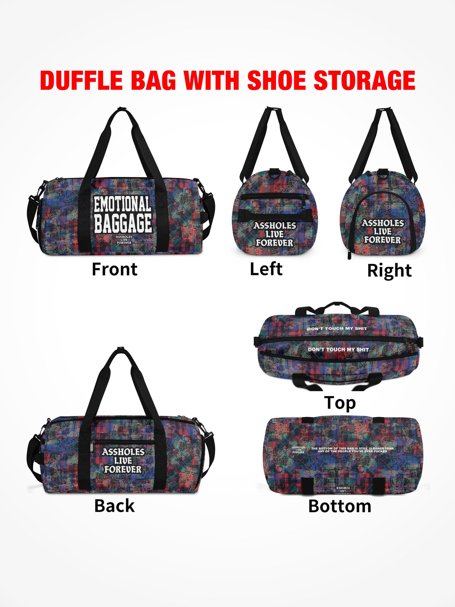 Duffle Bag - EMOTIONAL BAGGAGE - Plaid Paisley