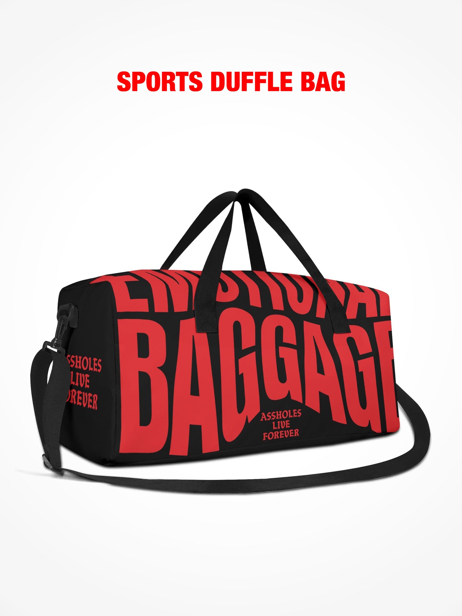 Sports Duffle Bag - Emotional Baggage Warped - Black & Red