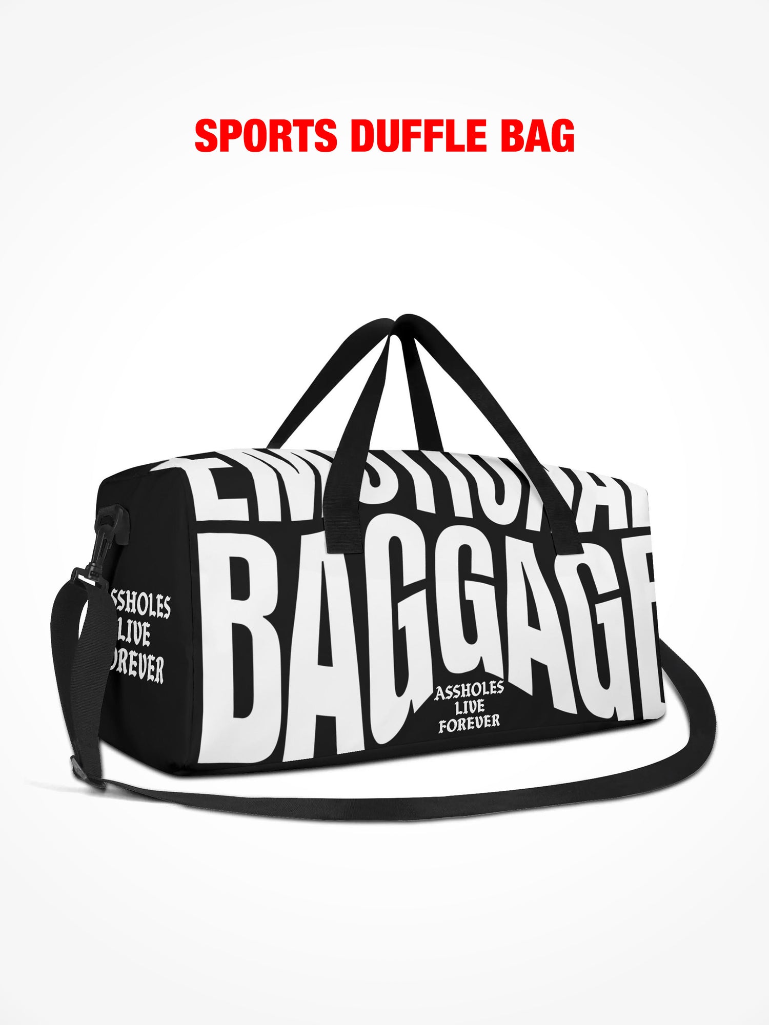 Sports Duffle Bag - Emotional Baggage Warped - Black & White