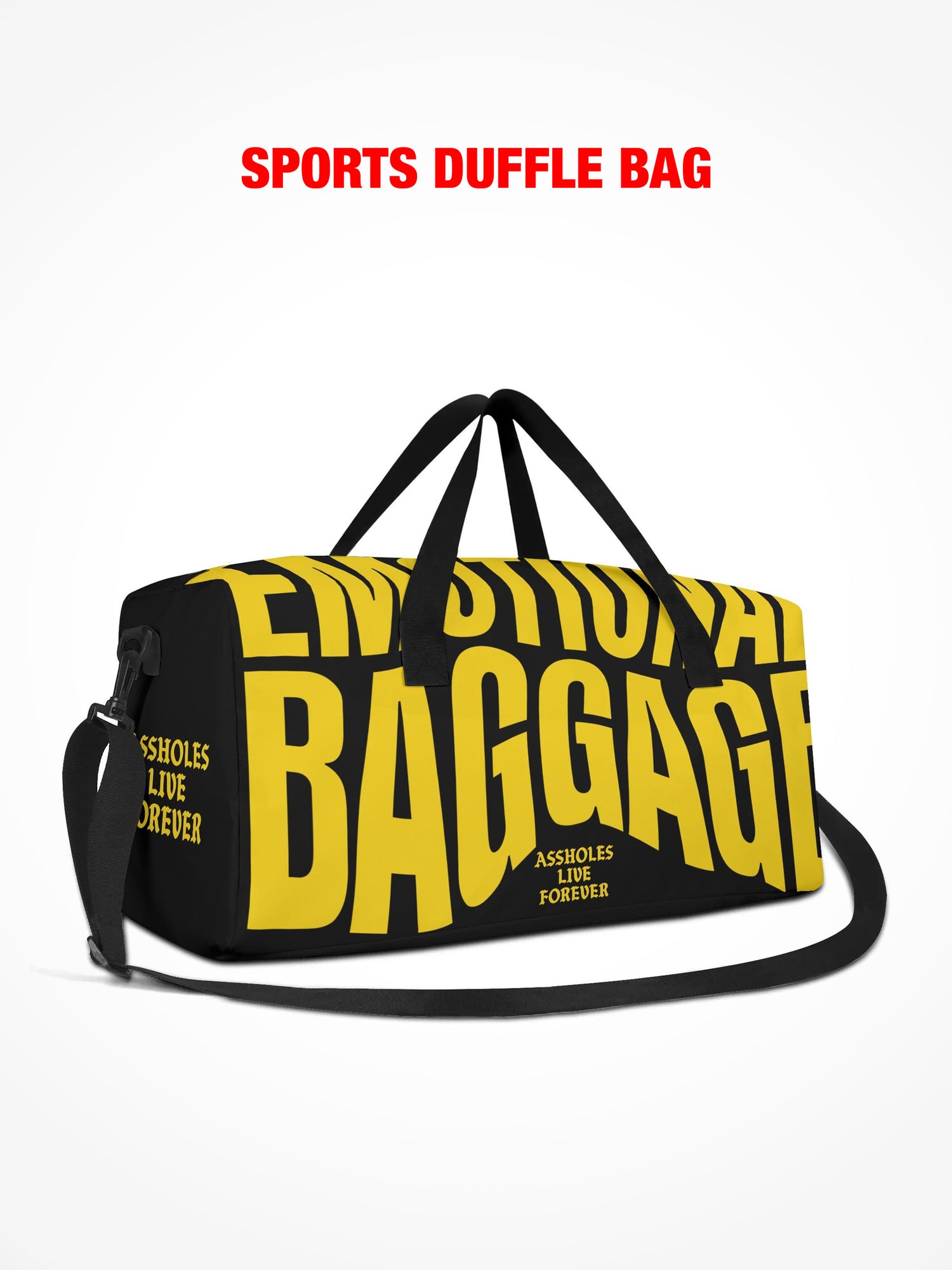 Sports Duffle Bag - Emotional Baggage Warped - Black & Yellow