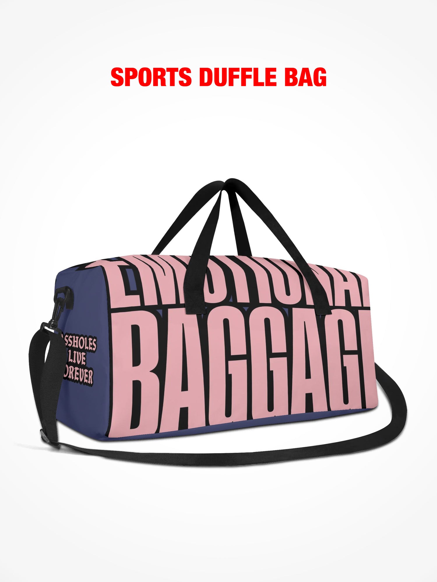 Sports Duffle Bag - Emotional Baggage - Black & Pink