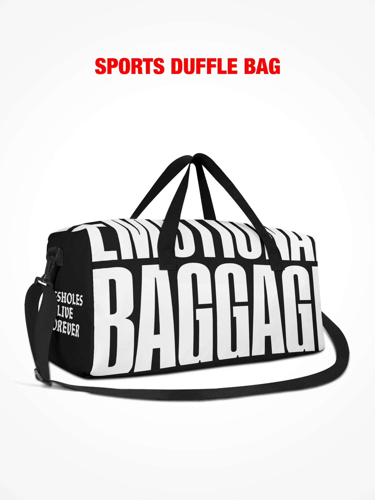 Sports Duffle Bag - Emotional Baggage - Black & White