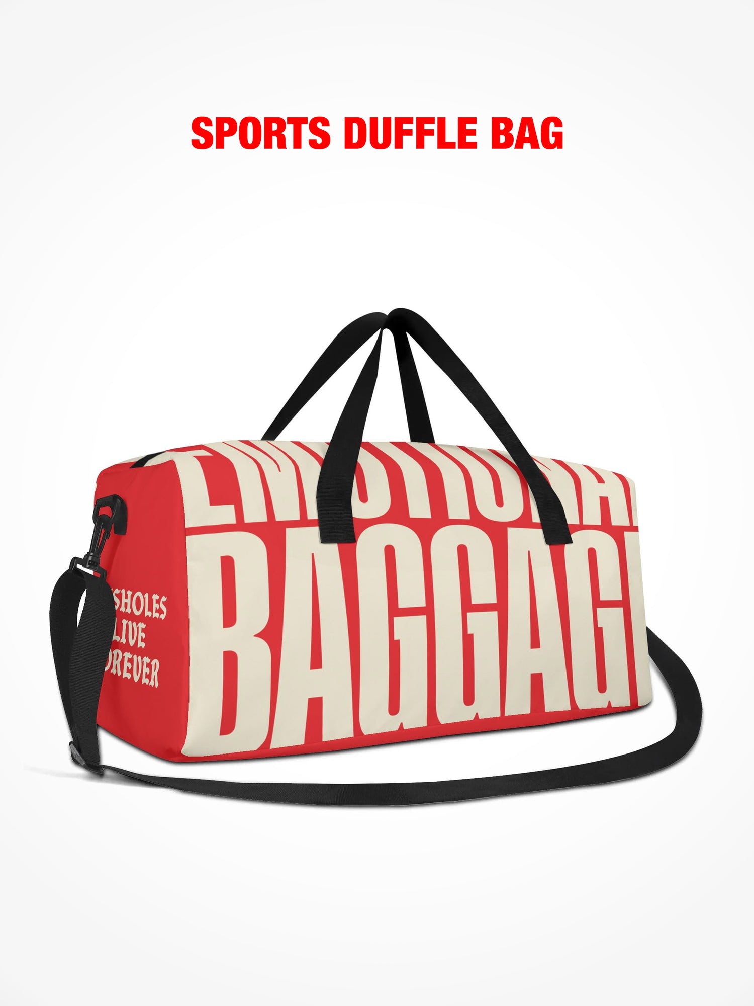 Sports Duffle Bag - Emotional Baggage - Red & Tan
