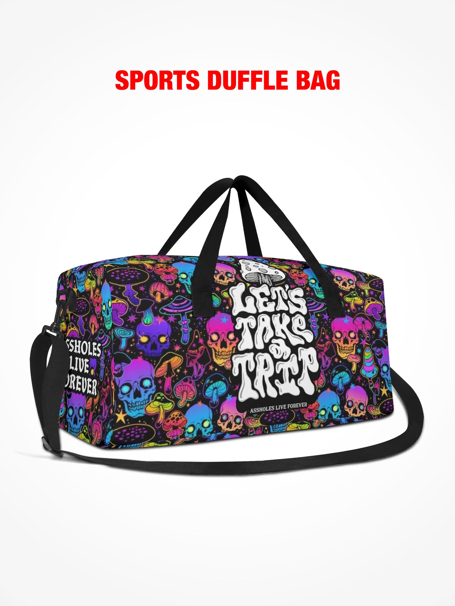 Sports Duffle Bag - Lets Take a Trip - Fungi