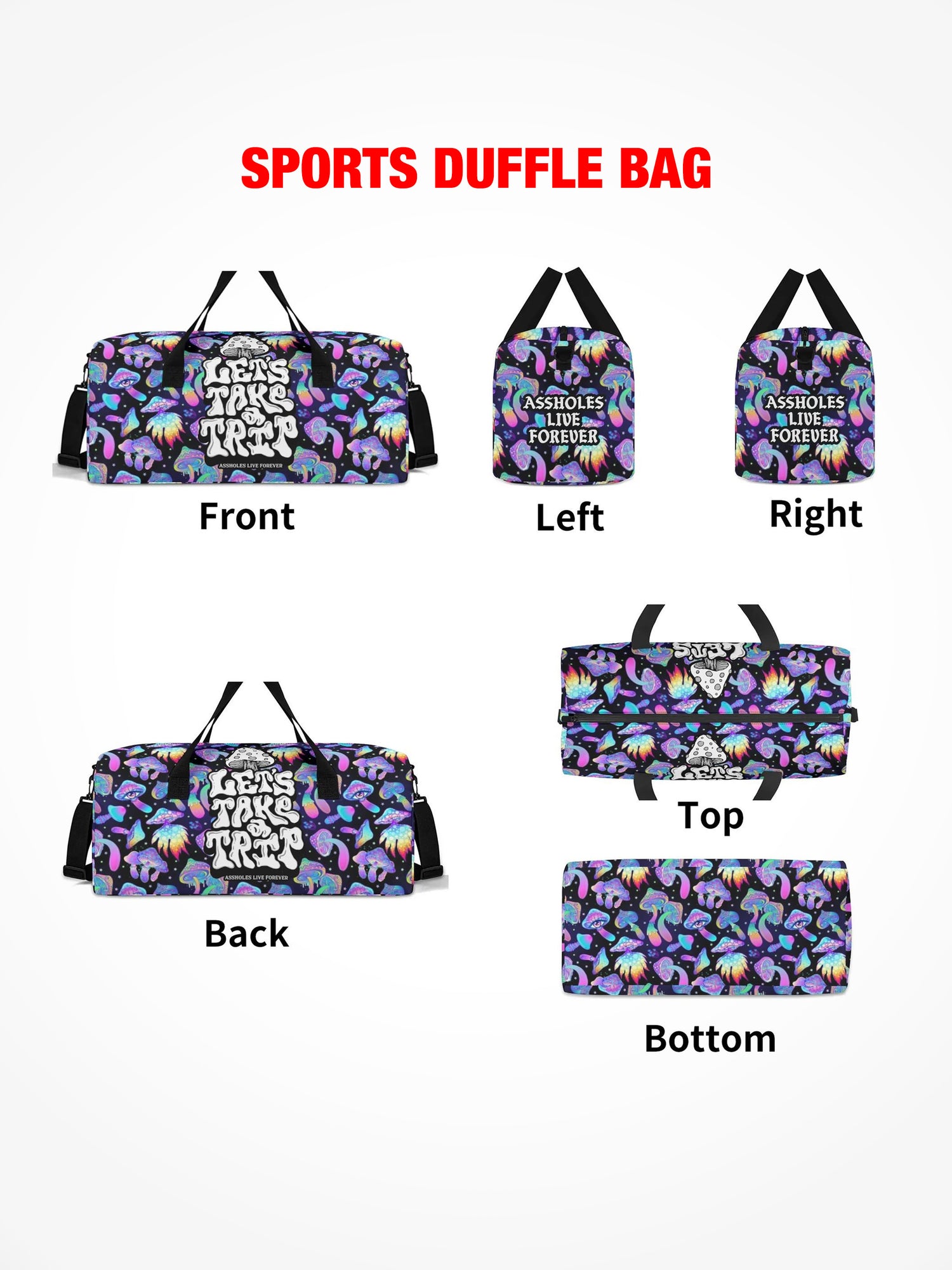 Sports Duffle Bag - Lets Take a Trip - OG Mushroom