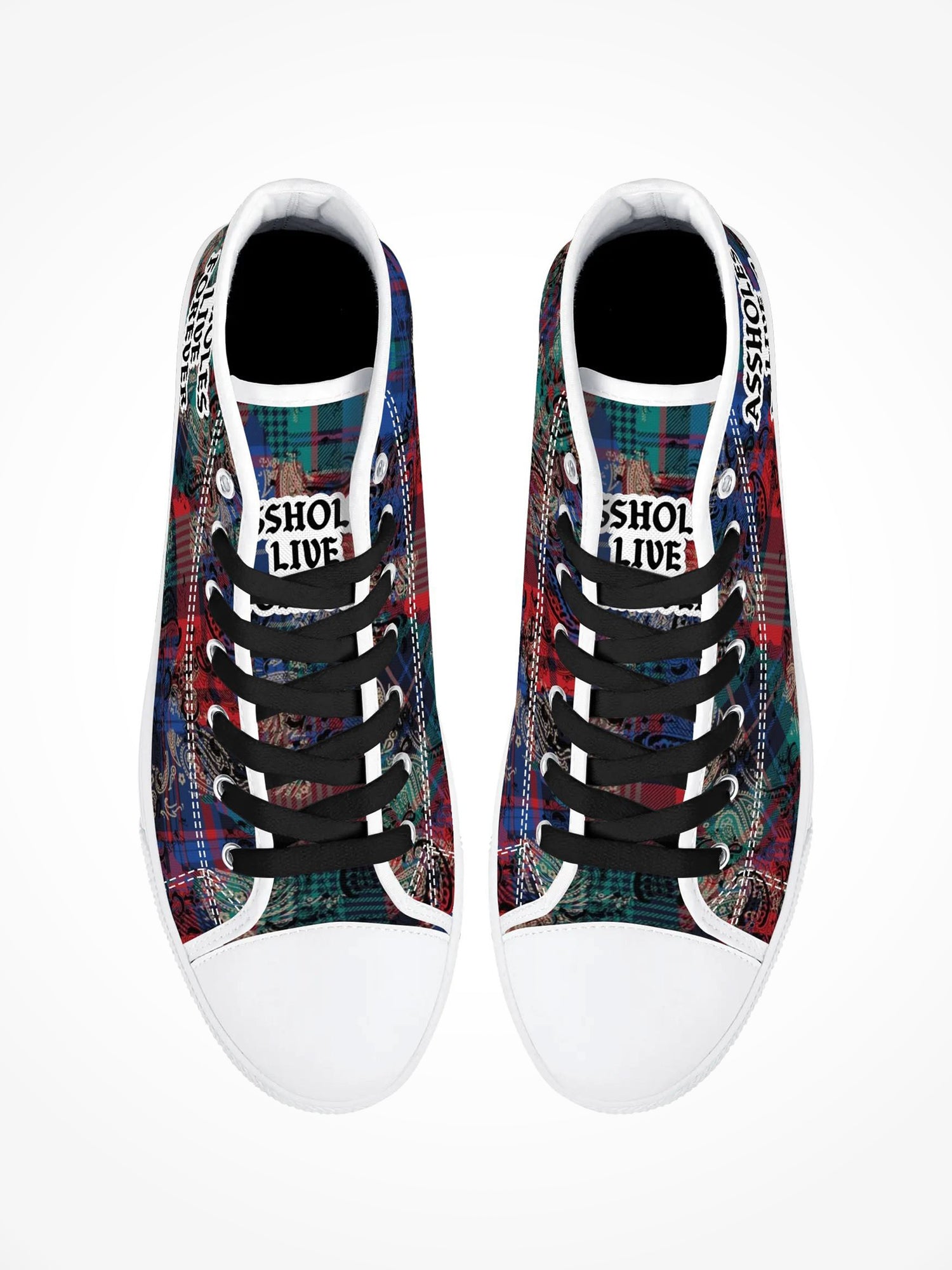 Mens High Top Canvas Shoes - ALF Paisley Plaid