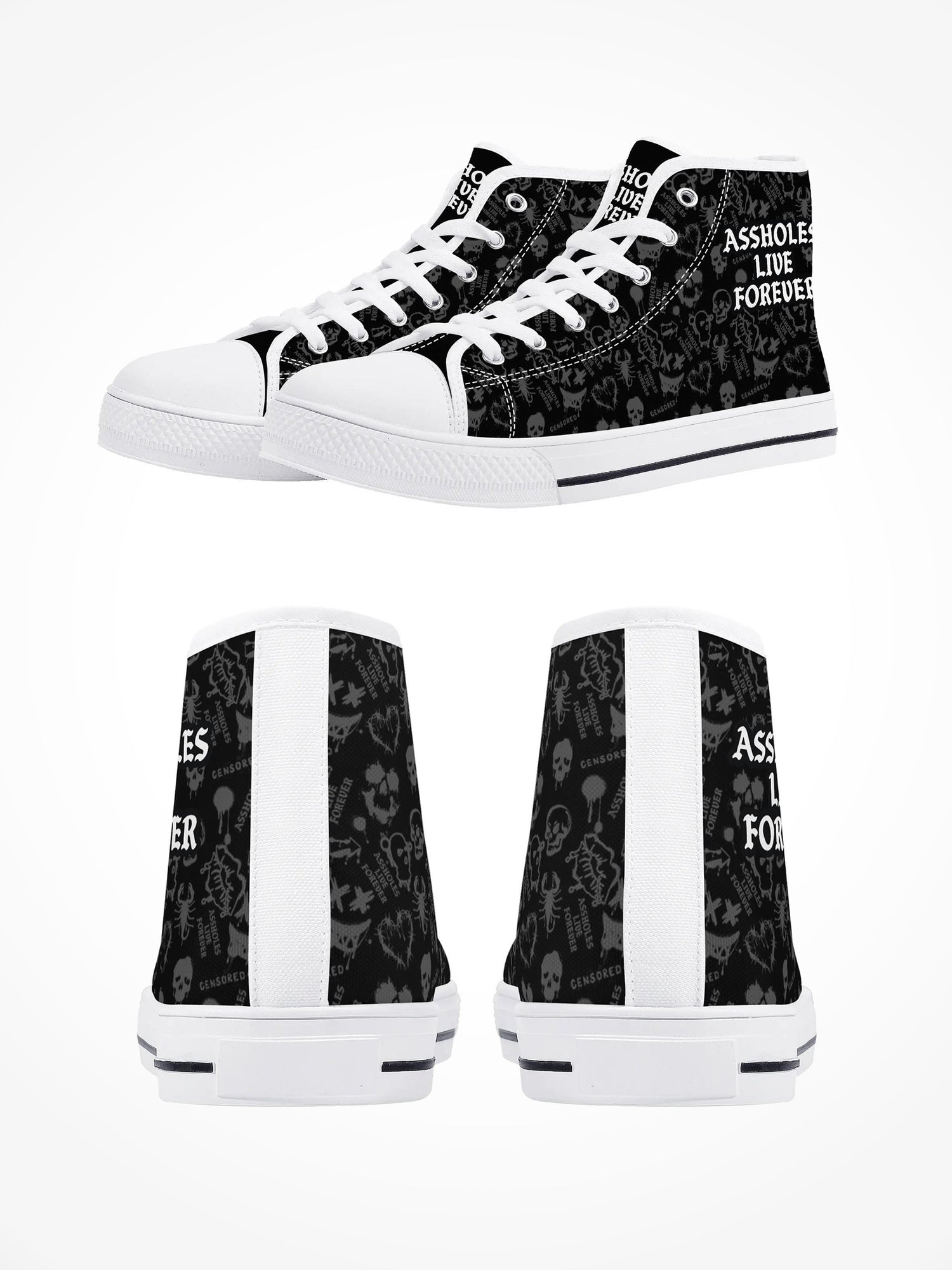 Mens High Top Canvas Shoes - ALF Scorpion Graffiti