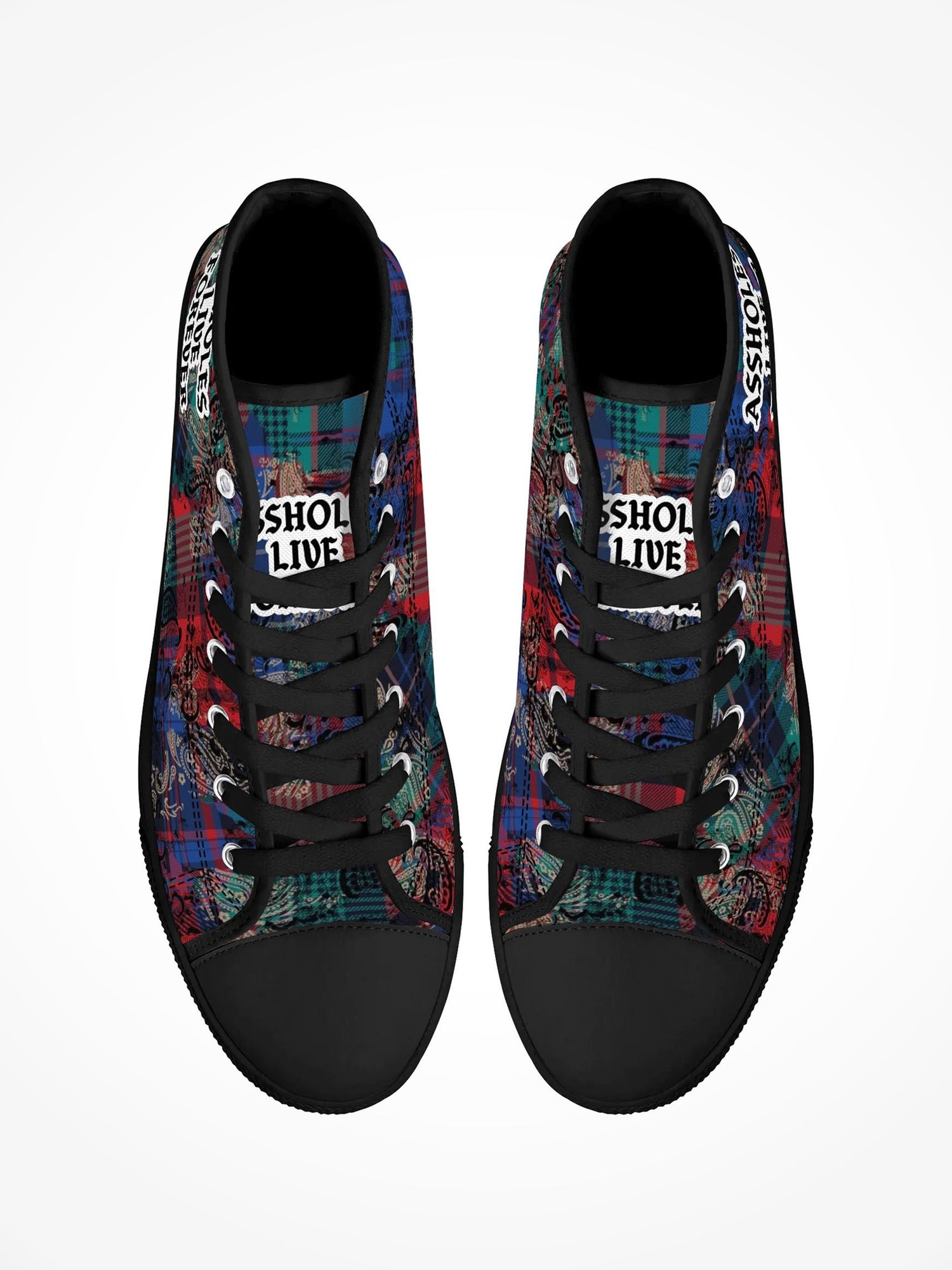 Mens High Top Canvas Shoes - ALF Paisley Plaid